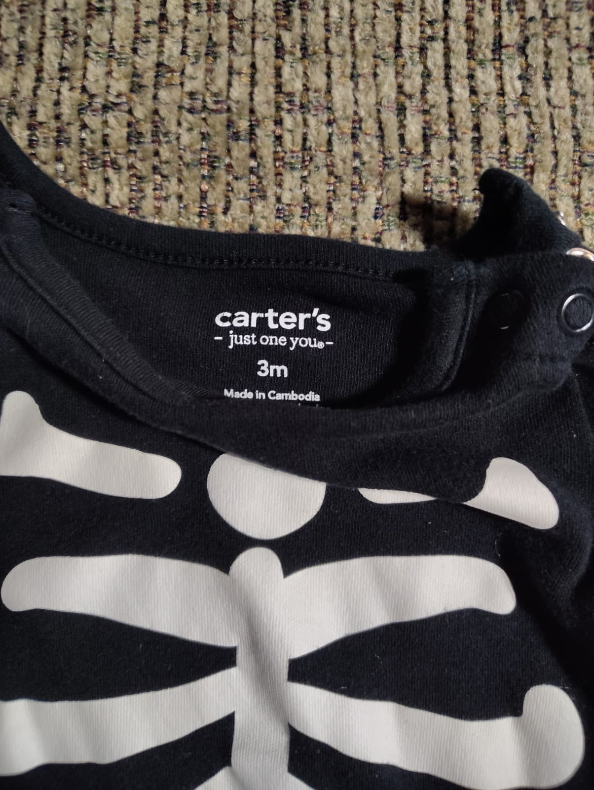 Carter's Baby Halloween Black Skeleton Bodysuit 3 Months - Thumbnail 5