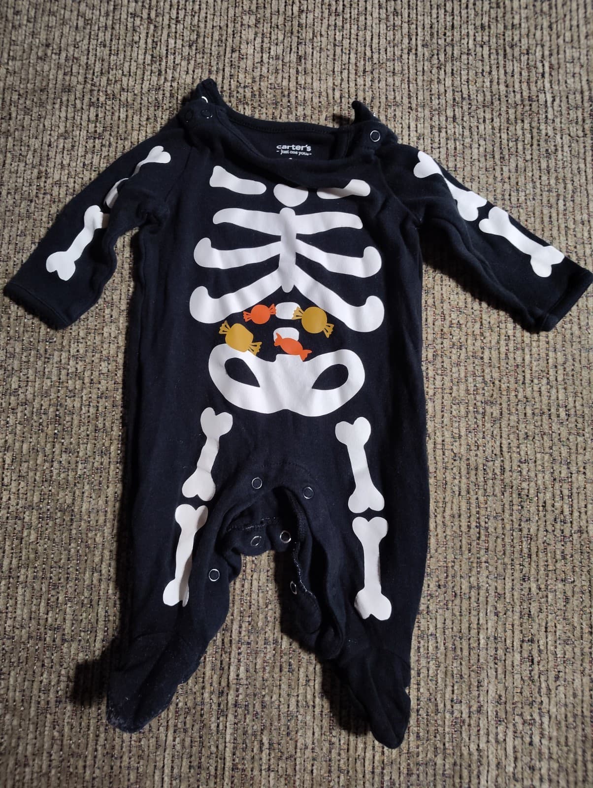 Carter's Baby Halloween Black Skeleton Bodysuit 3 Months