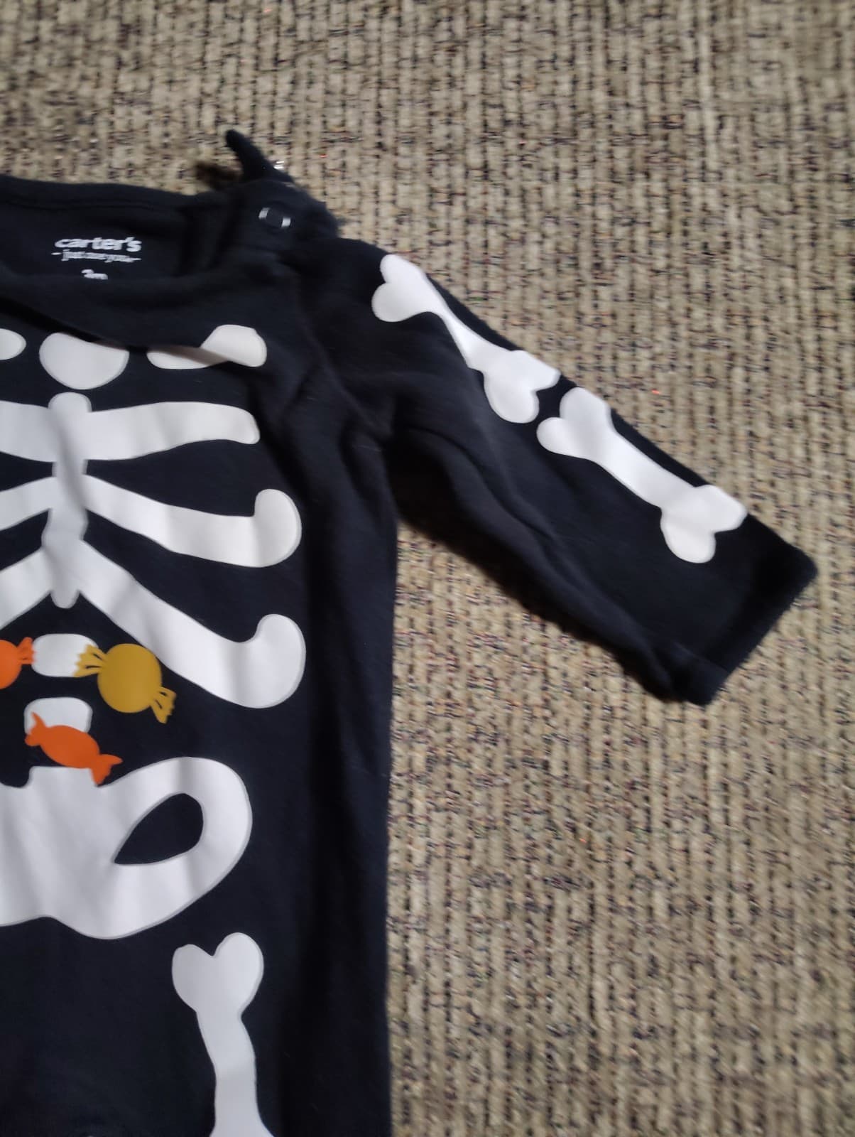 Carter's Baby Halloween Black Skeleton Bodysuit 3 Months - Thumbnail 4