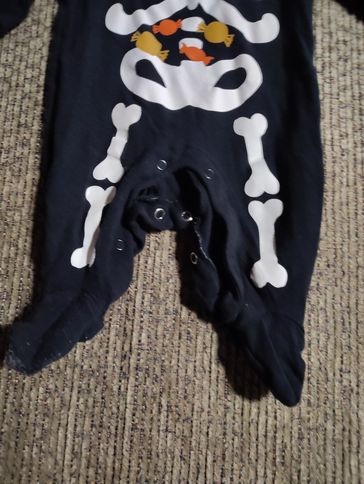 Carter's Baby Halloween Black Skeleton Bodysuit 3 Months - Thumbnail 2