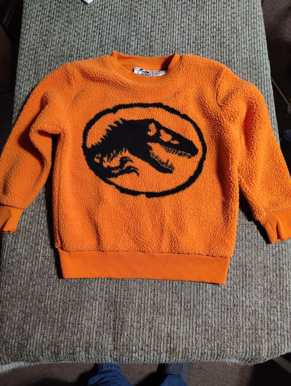 Jurassic World Fleece Sweater Boys 8 Orange Long Sleeves Halloween Sweatshirt