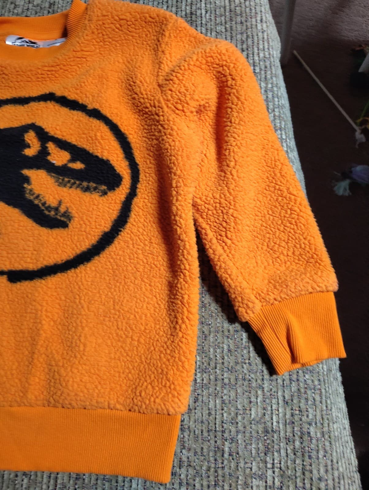 Jurassic World Fleece Sweater Boys 8 Orange Long Sleeves Halloween Sweatshirt - Thumbnail 3