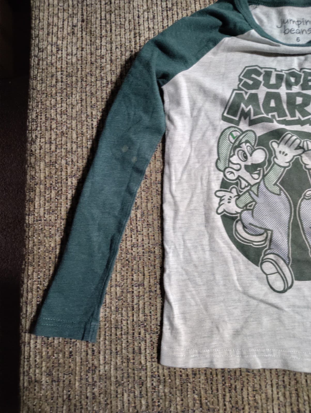 Jumping Beans Boys Super Mario Raglan Mario Luigi Long Sleeve Shirt 6 - Thumbnail 2