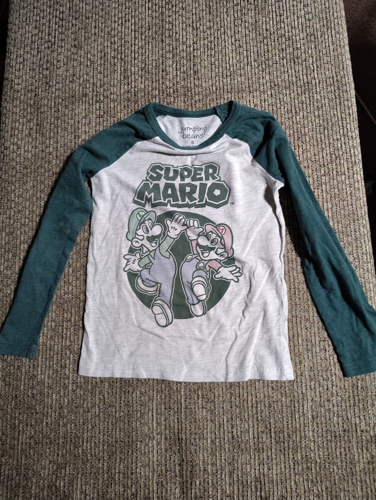 Jumping Beans Boys Super Mario Raglan Mario Luigi Long Sleeve Shirt 6