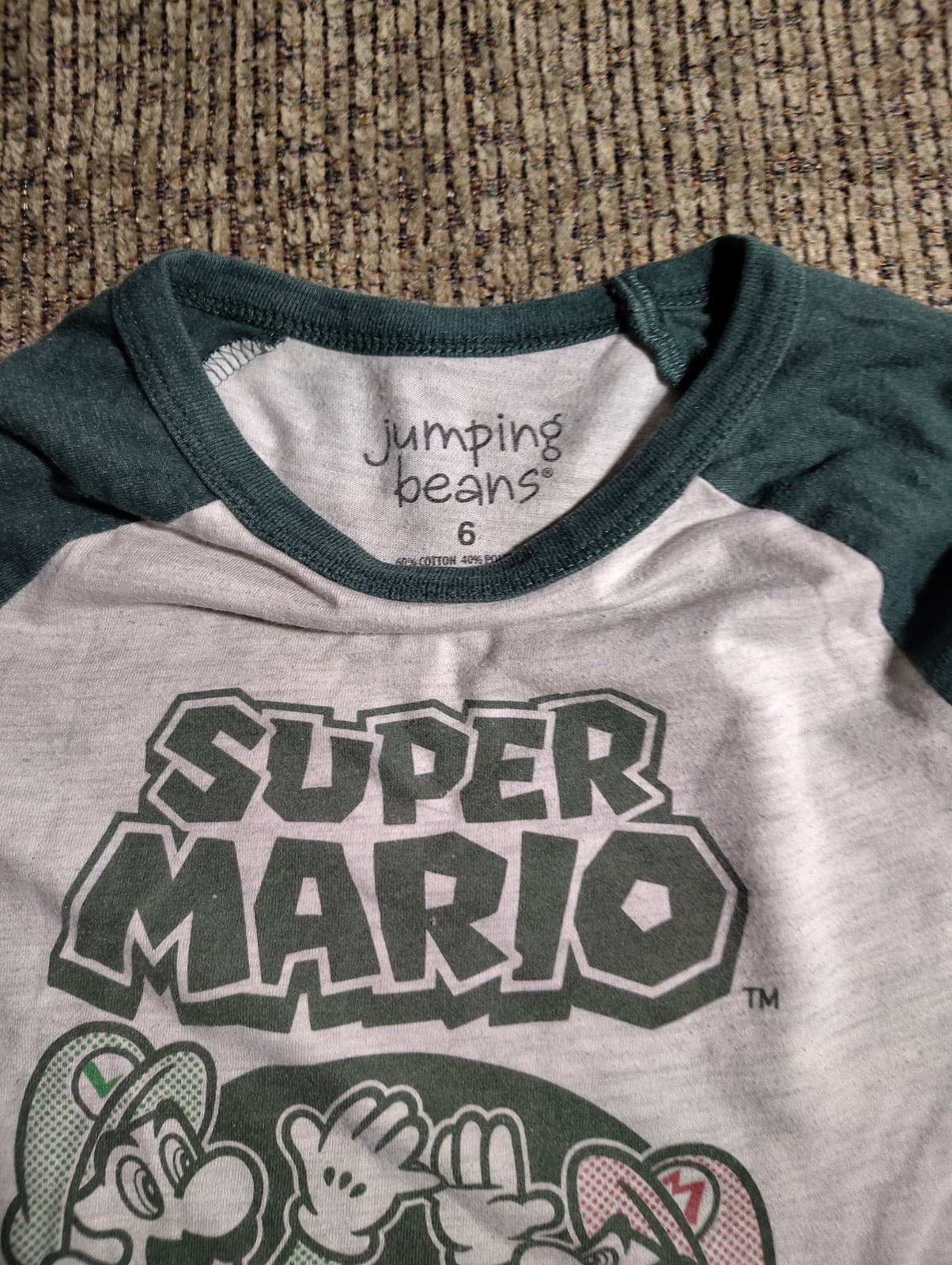 Jumping Beans Boys Super Mario Raglan Mario Luigi Long Sleeve Shirt 6 - Thumbnail 4