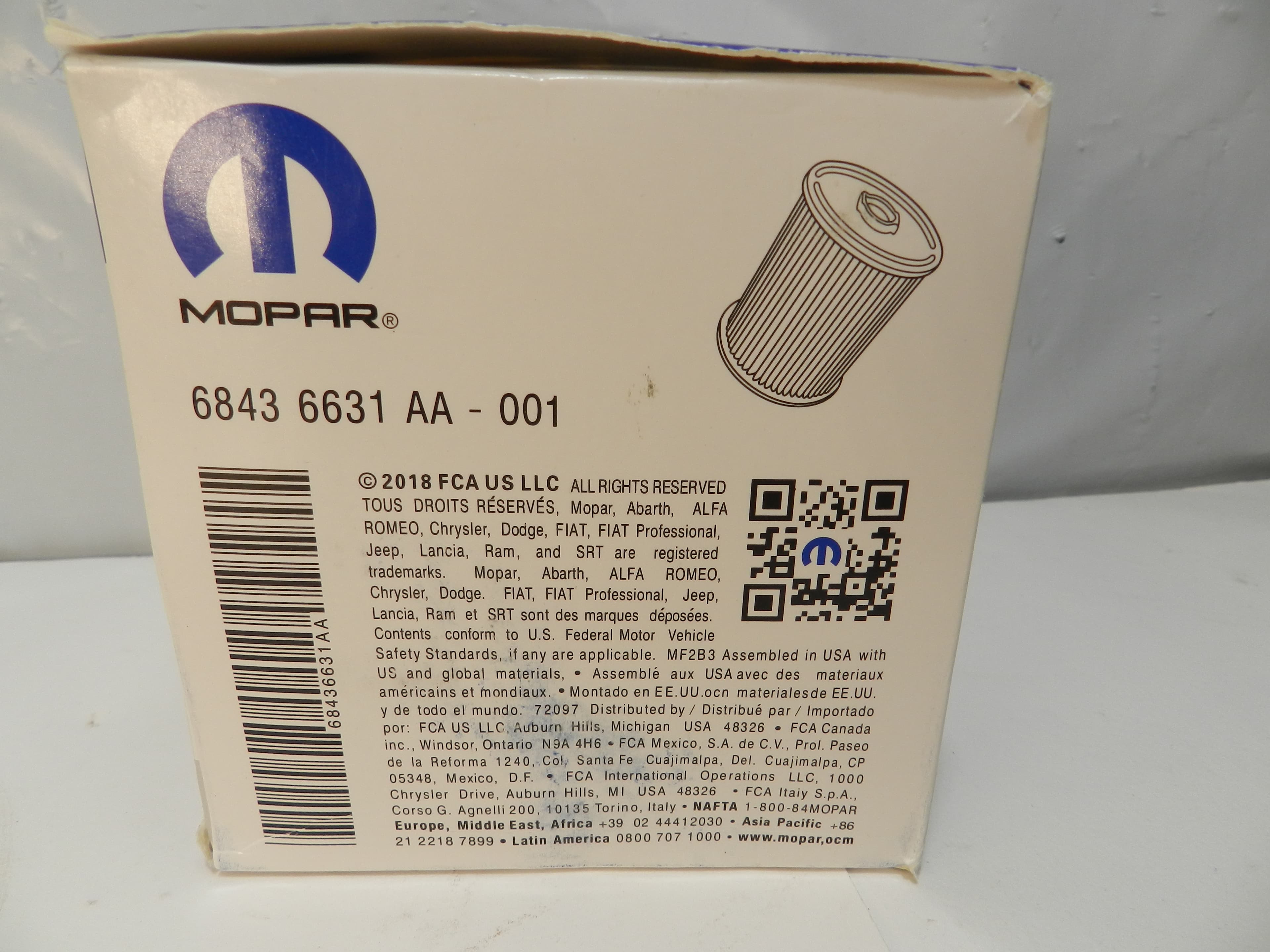 Mopar Filter Kit Fuel Water Separator 68436631AA-001 Genuine Part - OEM (P65K) - Thumbnail 2