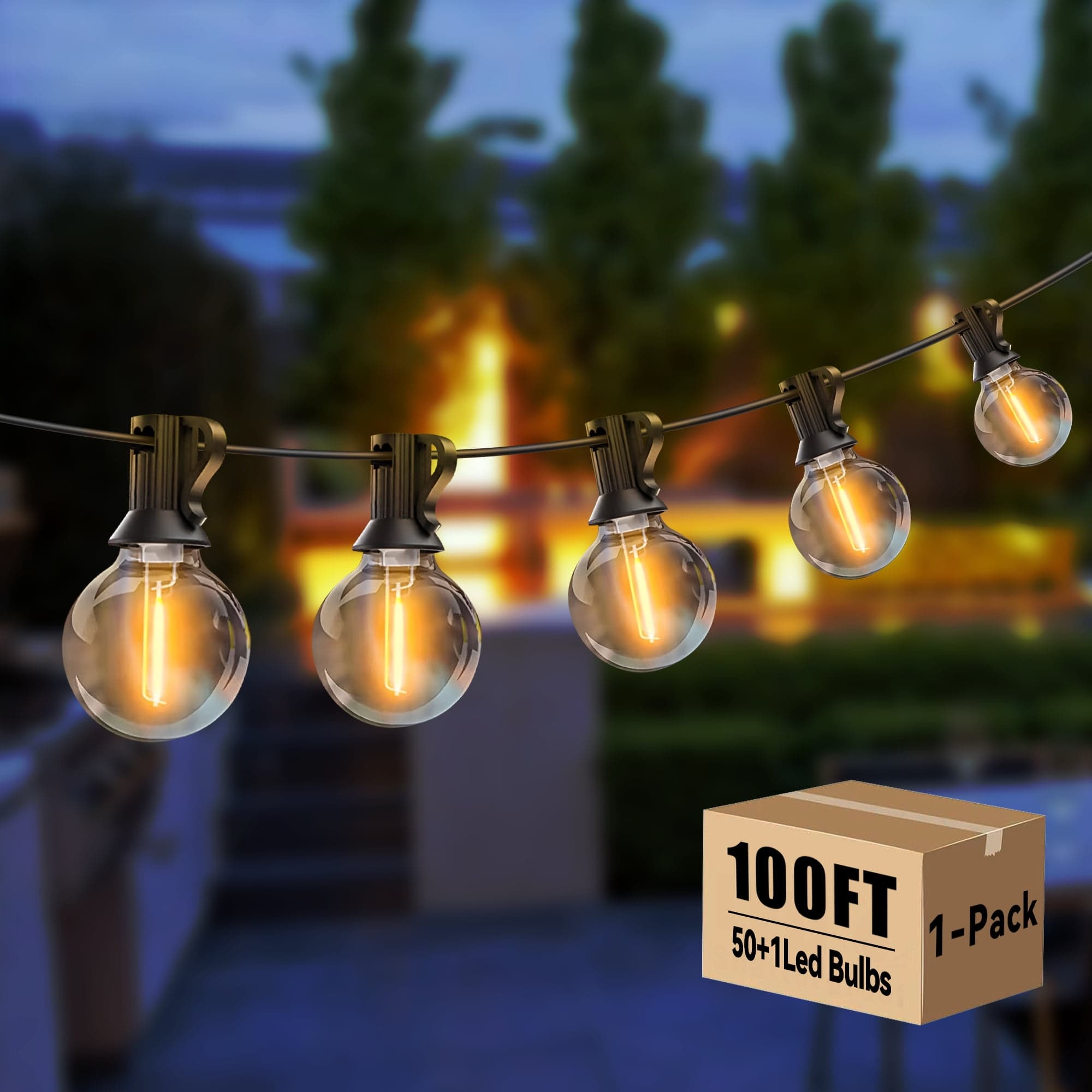 DAYBETTER Outdoor String Lights  50ft  with 25 G40 Edison Vintage Bulbs  Waterproof for Patio Garden Gazebo Bistro Cafe Backyard - Thumbnail 7