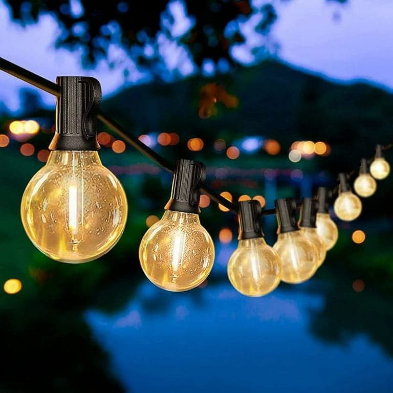 DAYBETTER Outdoor String Lights  50ft  with 25 G40 Edison Vintage Bulbs  Waterproof for Patio Garden Gazebo Bistro Cafe Backyard - Thumbnail 4