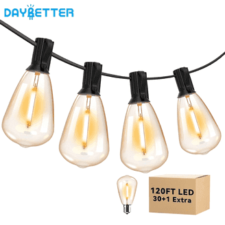 DAYBETTER Outdoor String Lights  50ft  with 25 G40 Edison Vintage Bulbs  Waterproof for Patio Garden Gazebo Bistro Cafe Backyard - Thumbnail 6