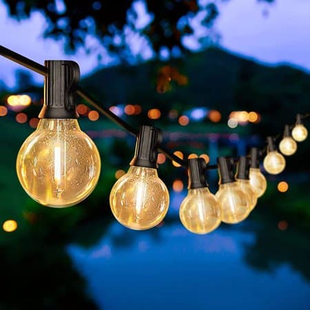 DAYBETTER Outdoor String Lights  50ft  with 25 G40 Edison Vintage Bulbs  Waterproof for Patio Garden Gazebo Bistro Cafe Backyard