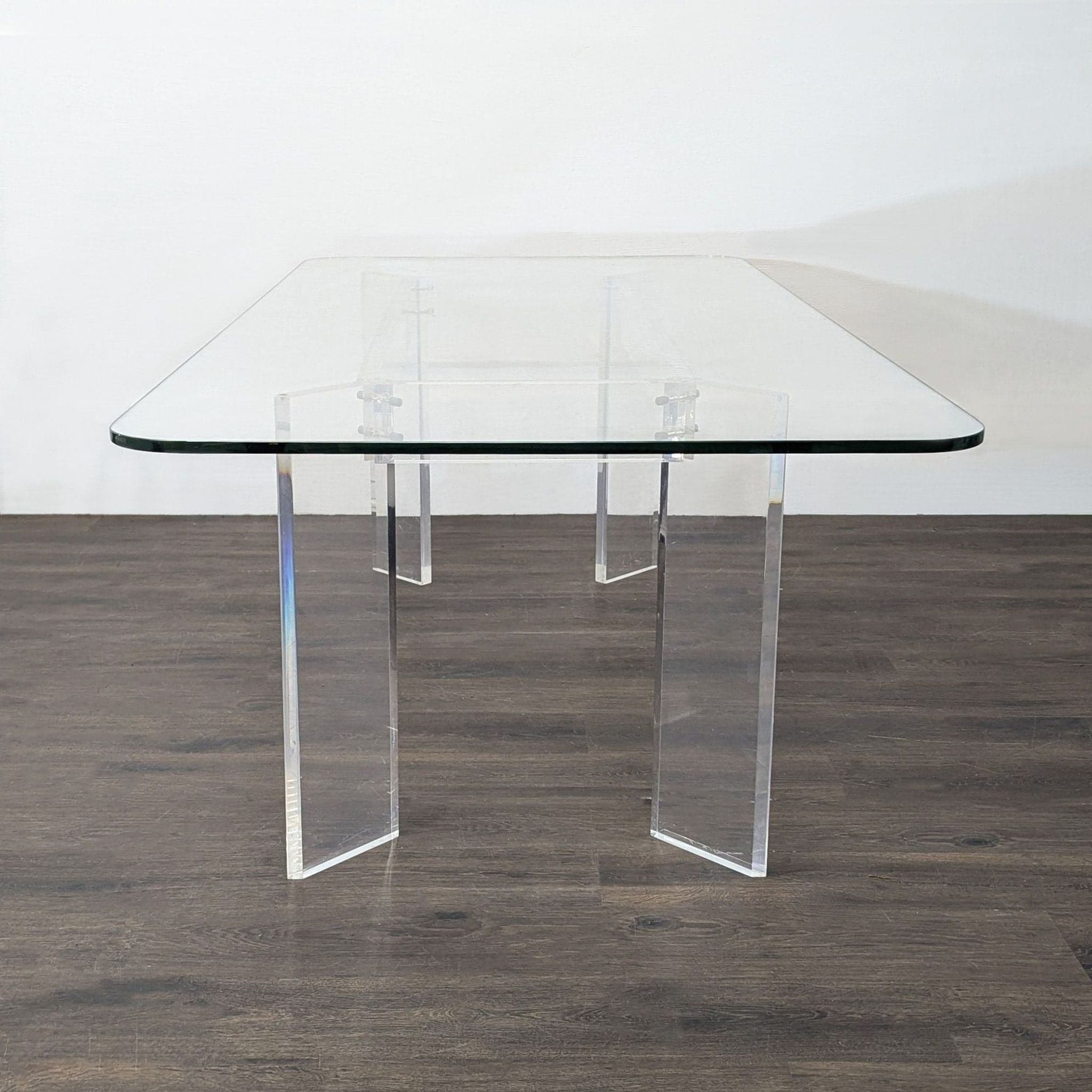 Glass Top Dining Table with Acrylic Legs - Thumbnail 7