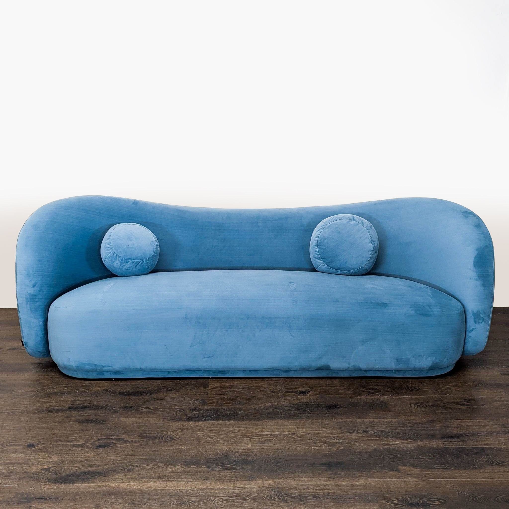 Rove Concepts Diane 3-Seat Modern Blue Velvet Sofa