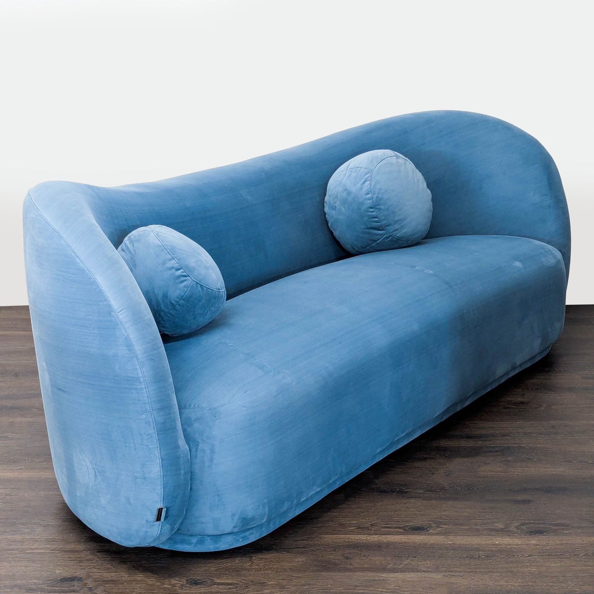 Rove Concepts Diane 3-Seat Modern Blue Velvet Sofa - Thumbnail 2