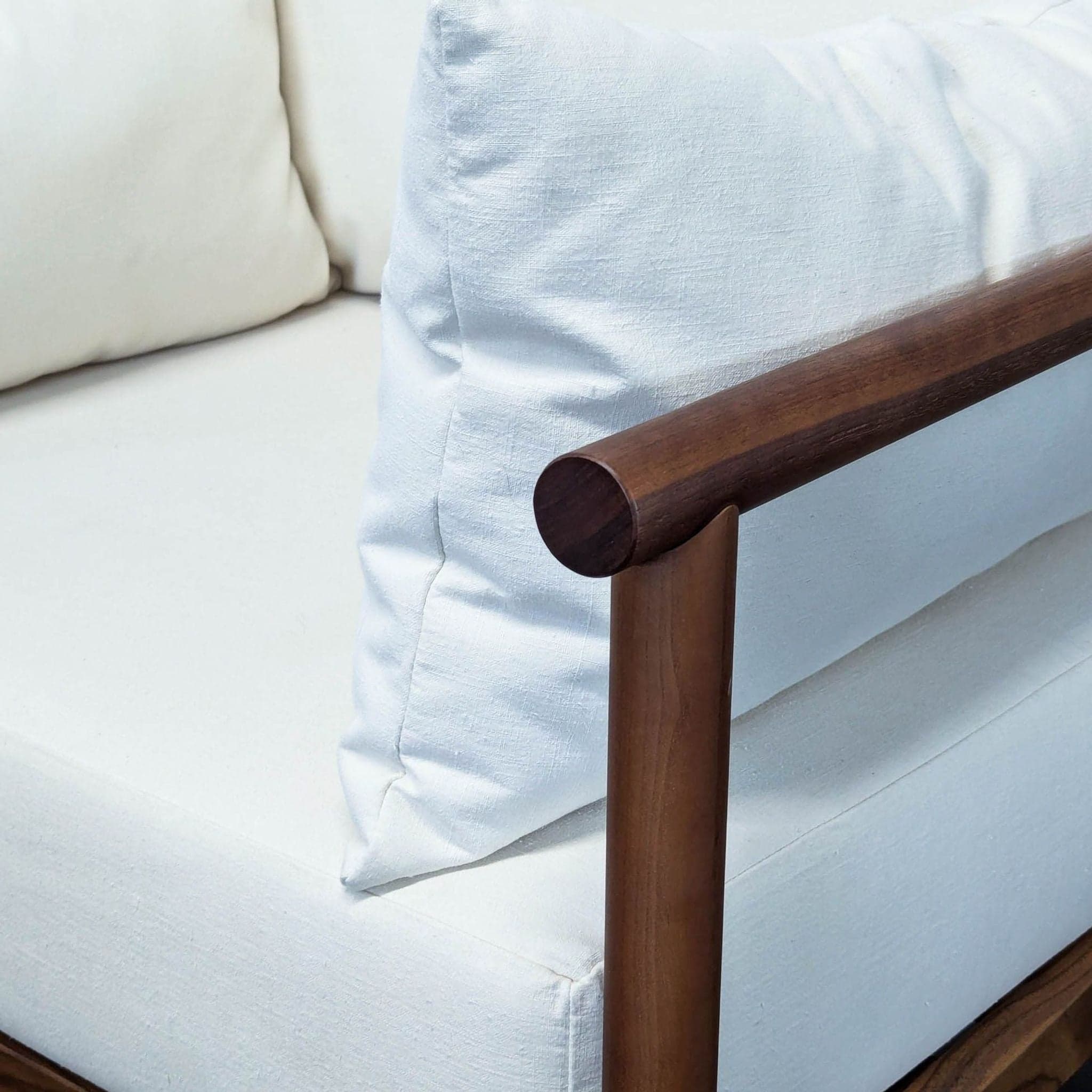 The Citizenry Modern Lounge Chair with Solid Wood Frame and White Cushions - Thumbnail 6