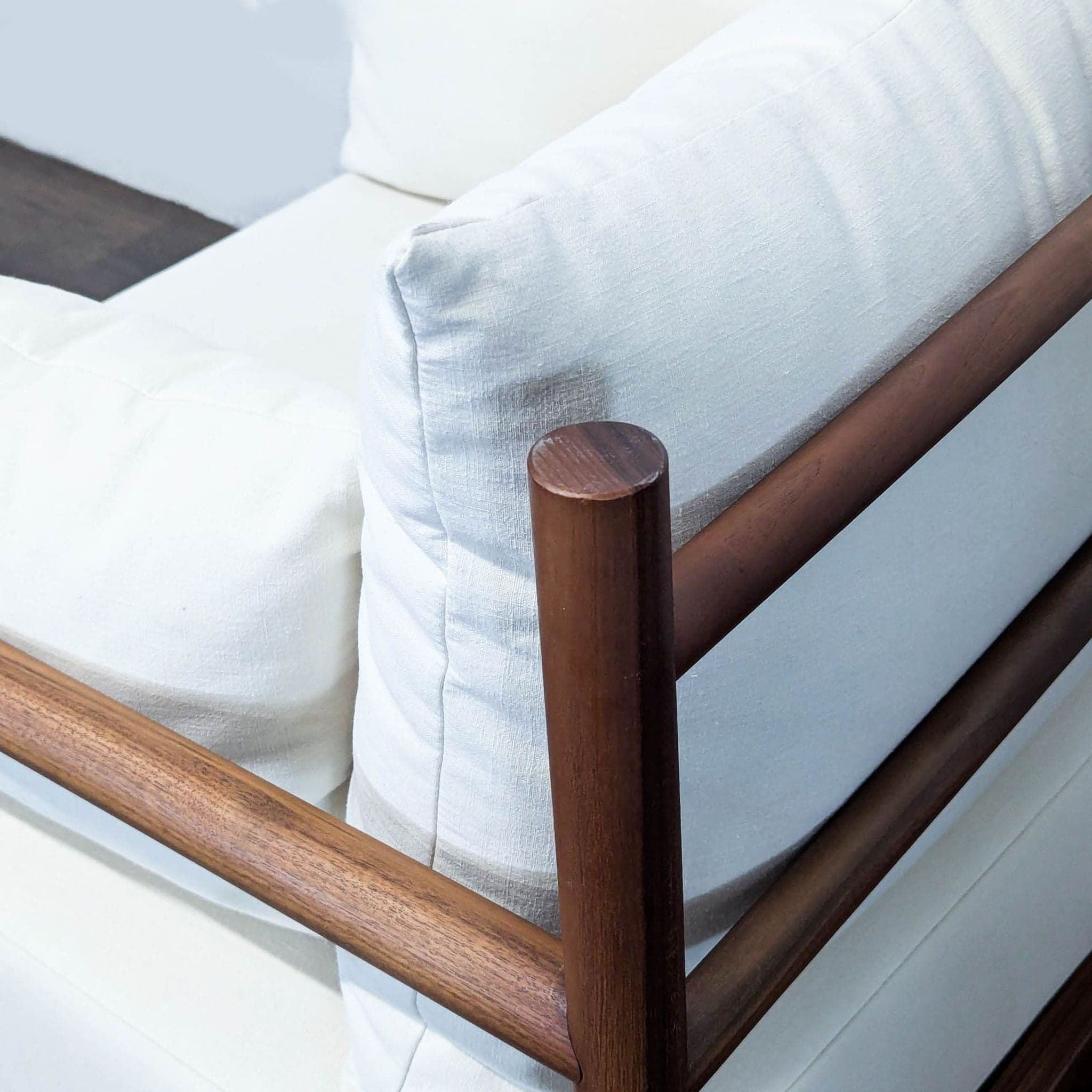 The Citizenry Modern Lounge Chair with Solid Wood Frame and White Cushions - Thumbnail 7