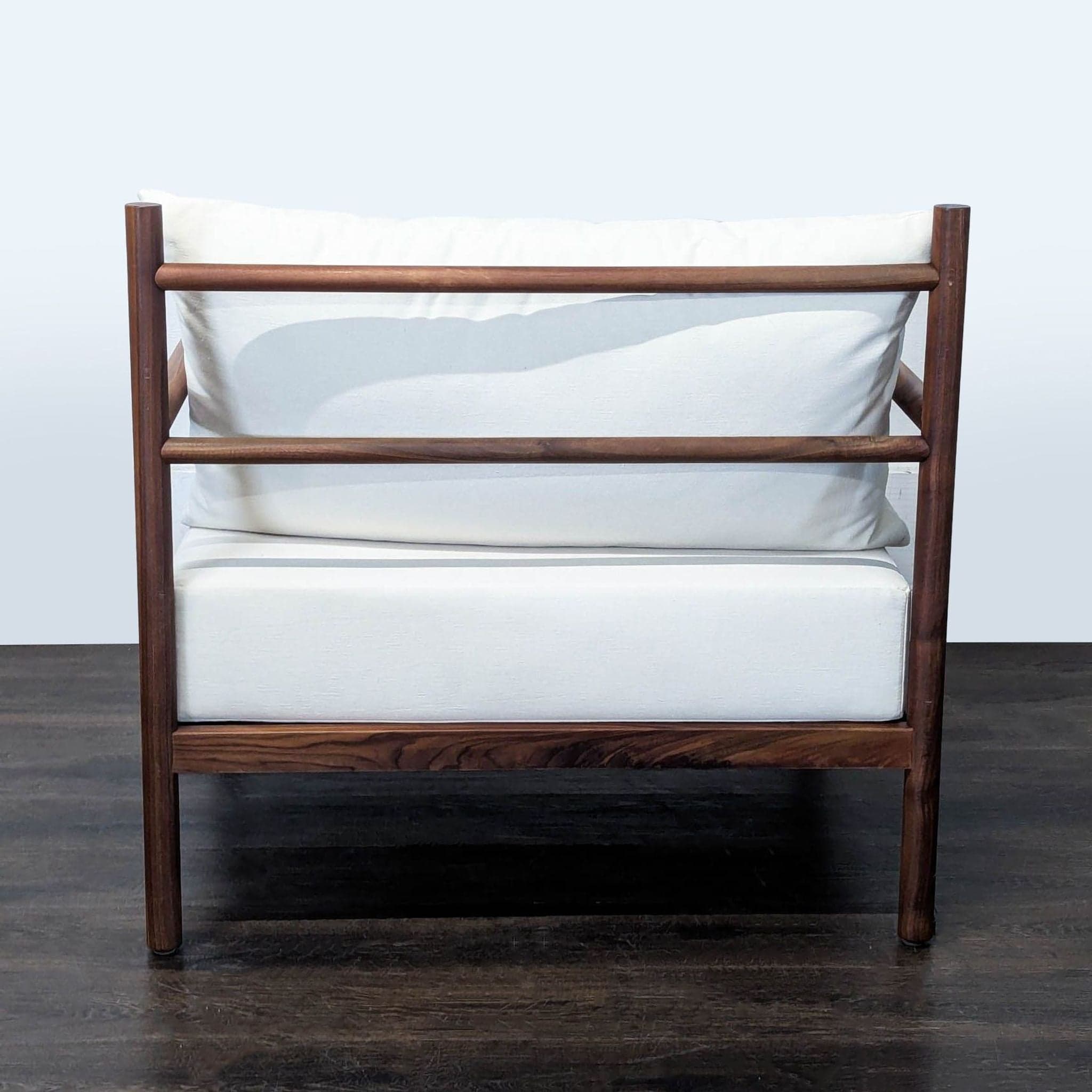 The Citizenry Modern Lounge Chair with Solid Wood Frame and White Cushions - Thumbnail 4
