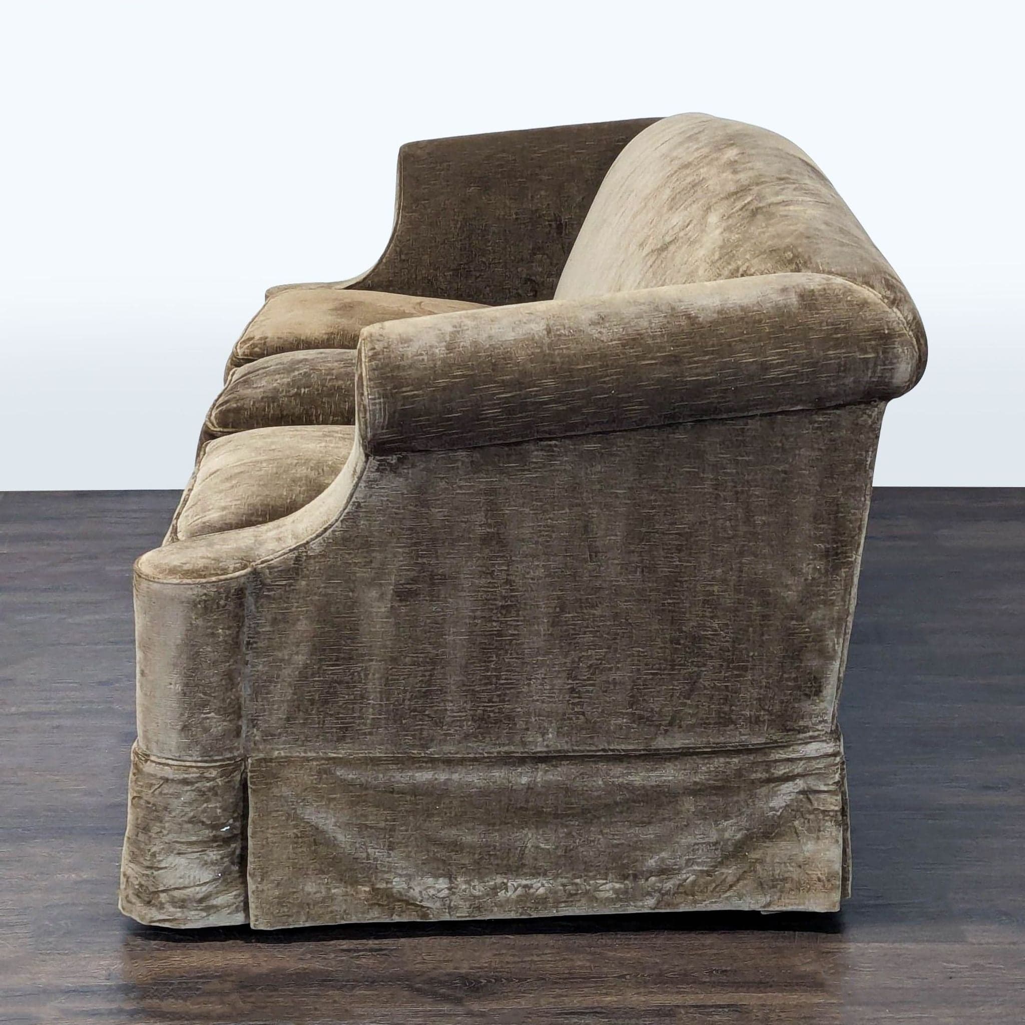 Marco 3-Seat Sofa with Rolled Arms in Brown Velvet Upholstery - Thumbnail 5