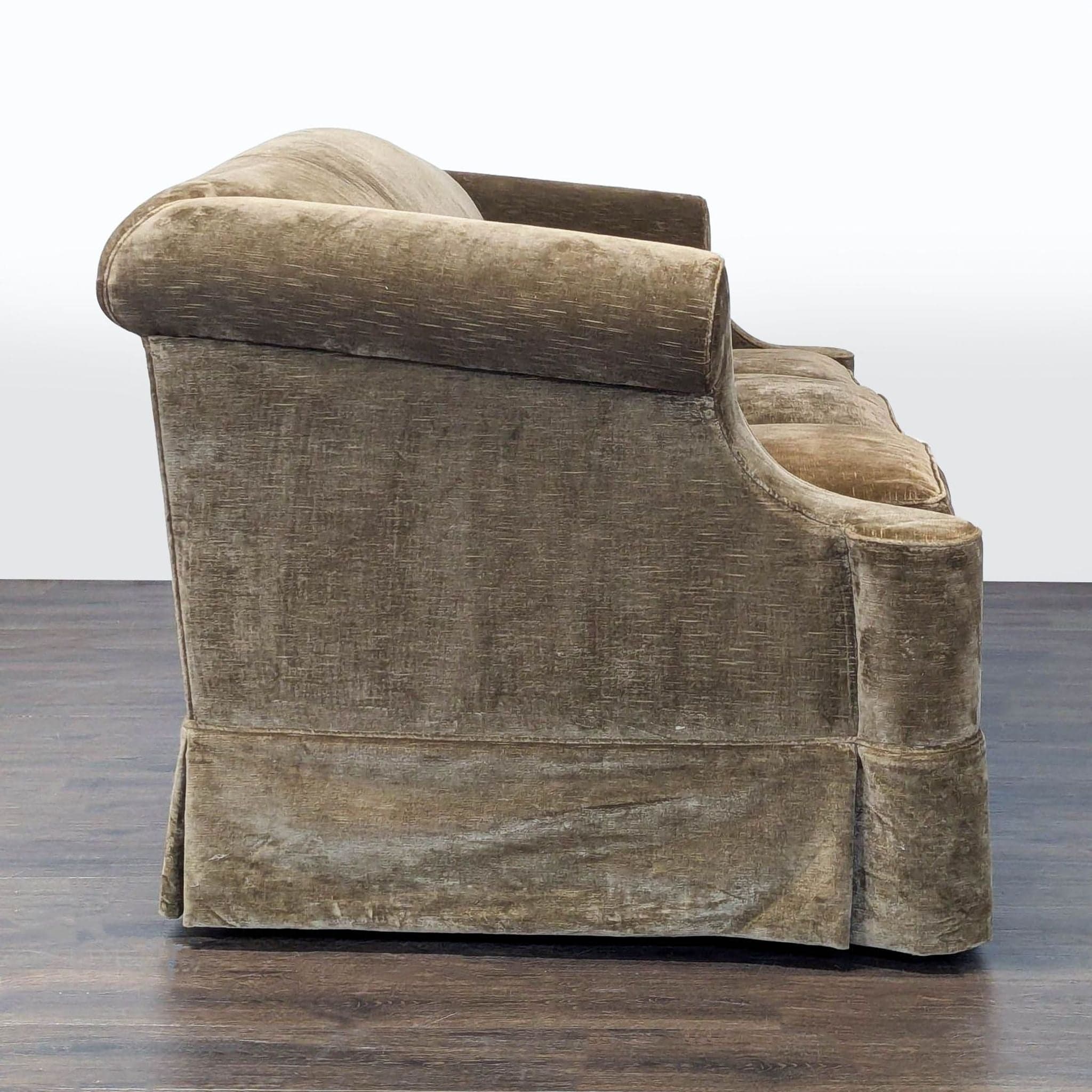 Marco 3-Seat Sofa with Rolled Arms in Brown Velvet Upholstery - Thumbnail 3