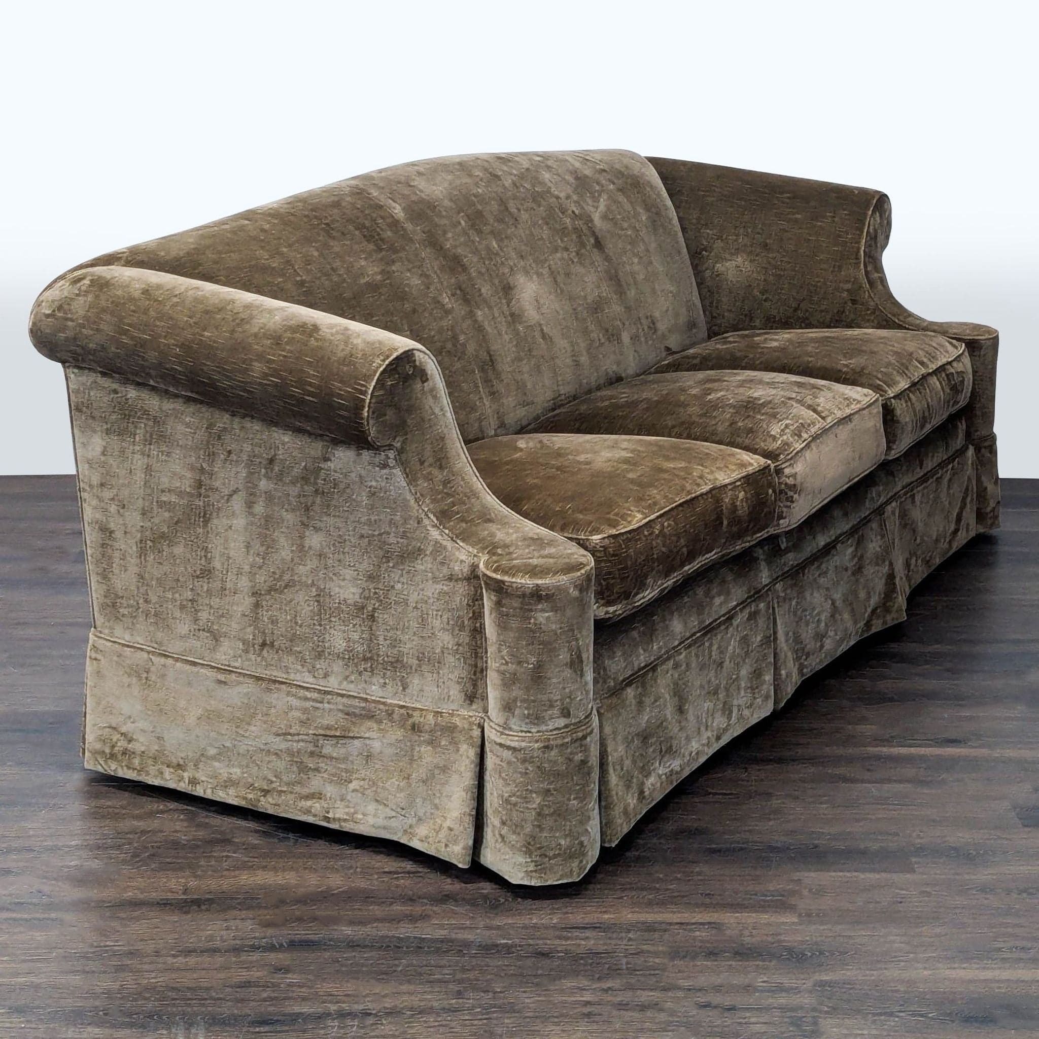 Marco 3-Seat Sofa with Rolled Arms in Brown Velvet Upholstery - Thumbnail 2