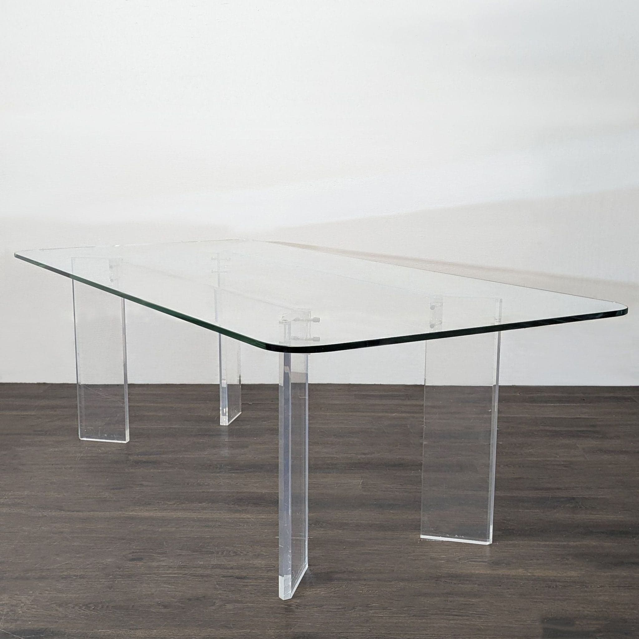 Glass Top Dining Table with Acrylic Legs - Thumbnail 8