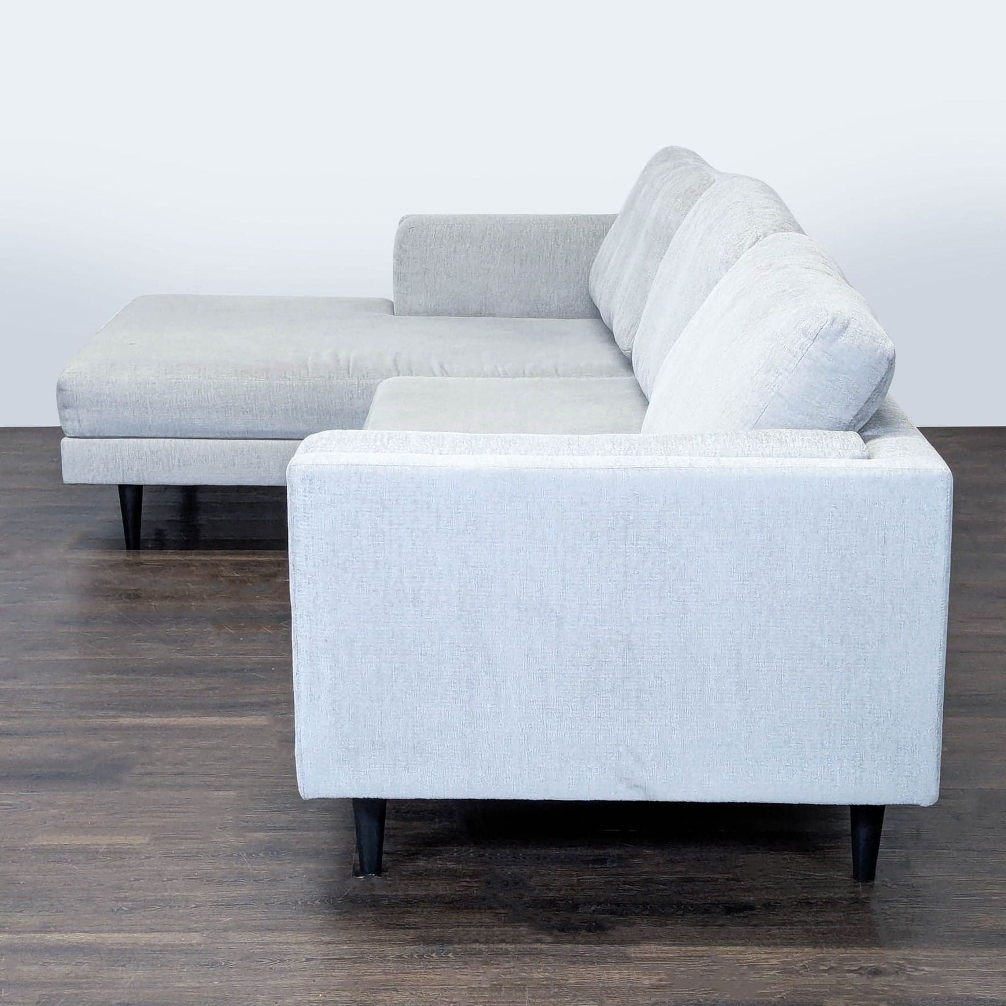 Living Spaces Modern Light Gray Sectional Sofa with Left Chaise - Thumbnail 5