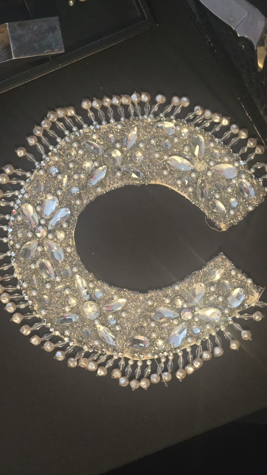 Antique 1920s Handmade Beaded Bridal Collar Wedding Dress Applique Pearl... - Thumbnail 3