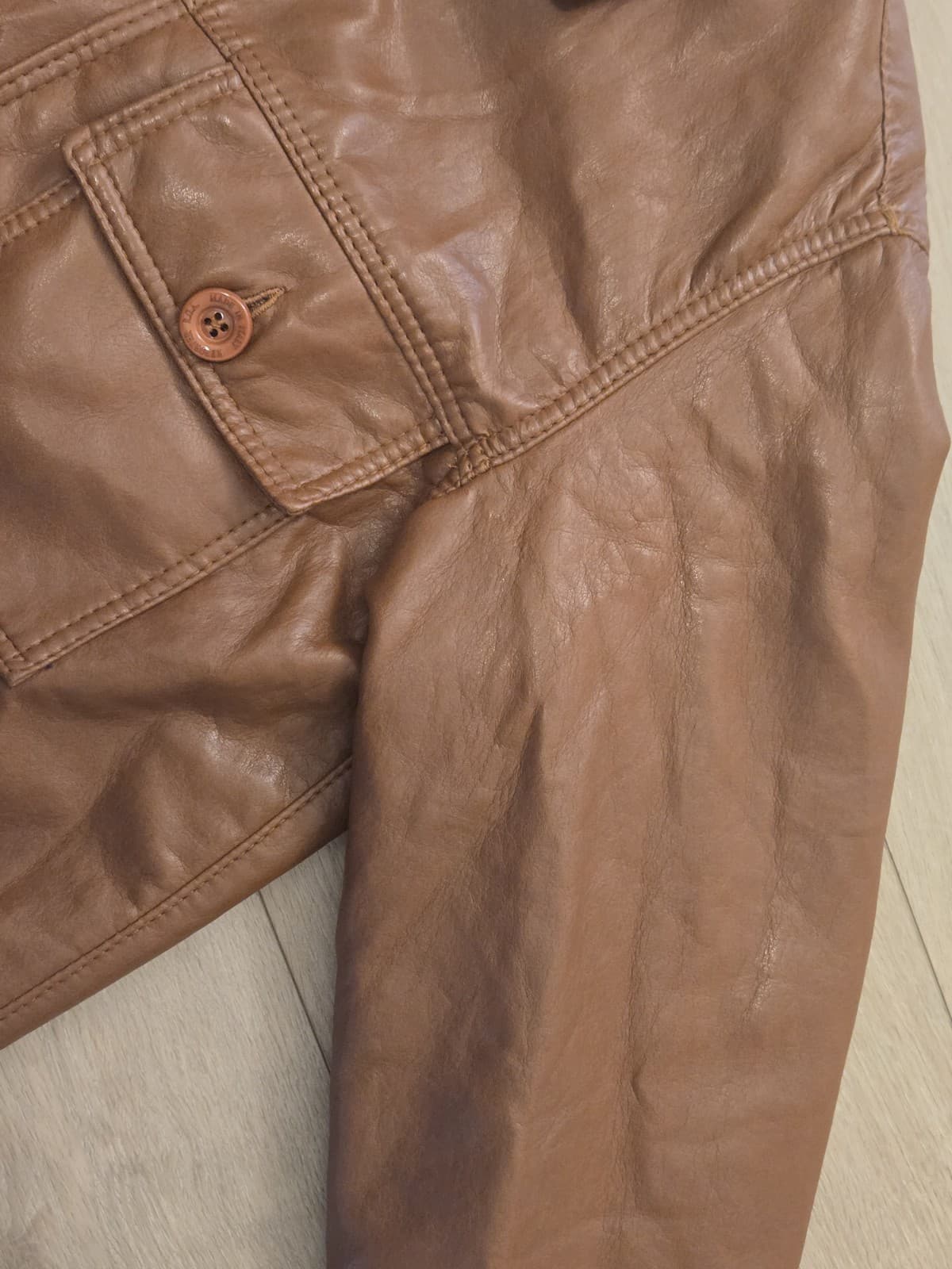 Reportage RGA Made in Italy Brown Leather Jacket Mens Medium Soft Lambskin Style - Thumbnail 7