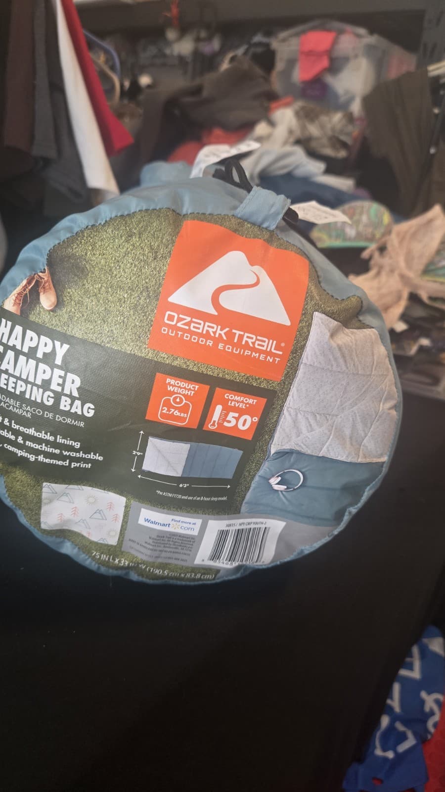 Ozark Trail Happy Camper 50 Degree Lined Sleeping Bag 75x33 Warm Weather NEW - Thumbnail 2