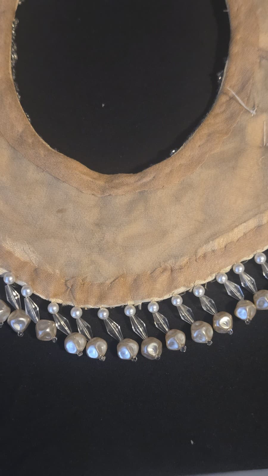 Antique 1920s Handmade Beaded Bridal Collar Wedding Dress Applique Pearl... - Thumbnail 12