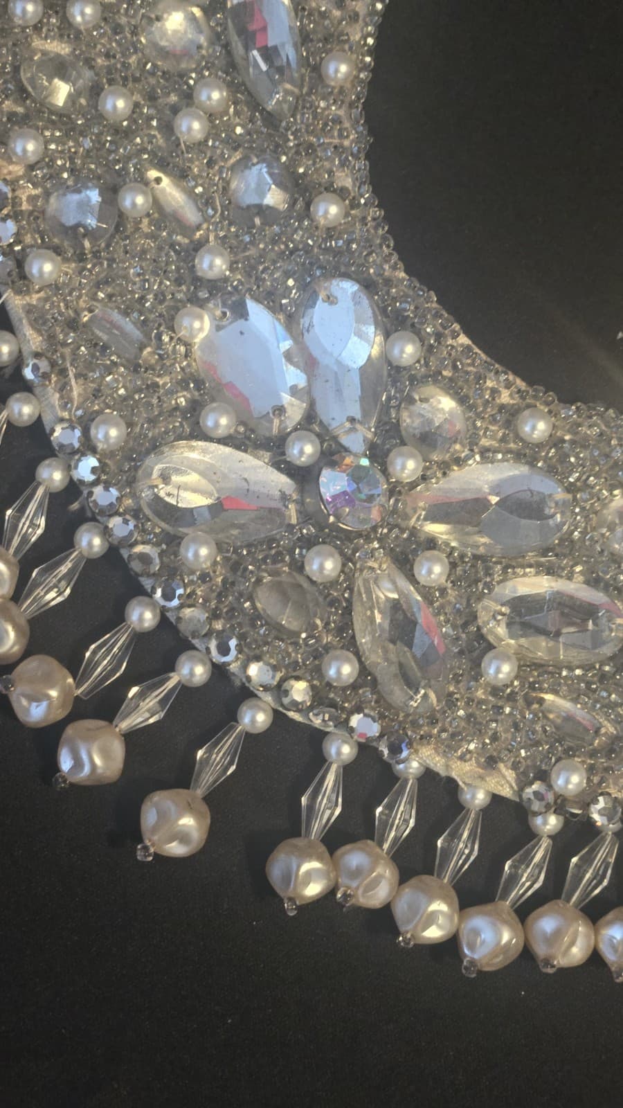 Antique 1920s Handmade Beaded Bridal Collar Wedding Dress Applique Pearl... - Thumbnail 6