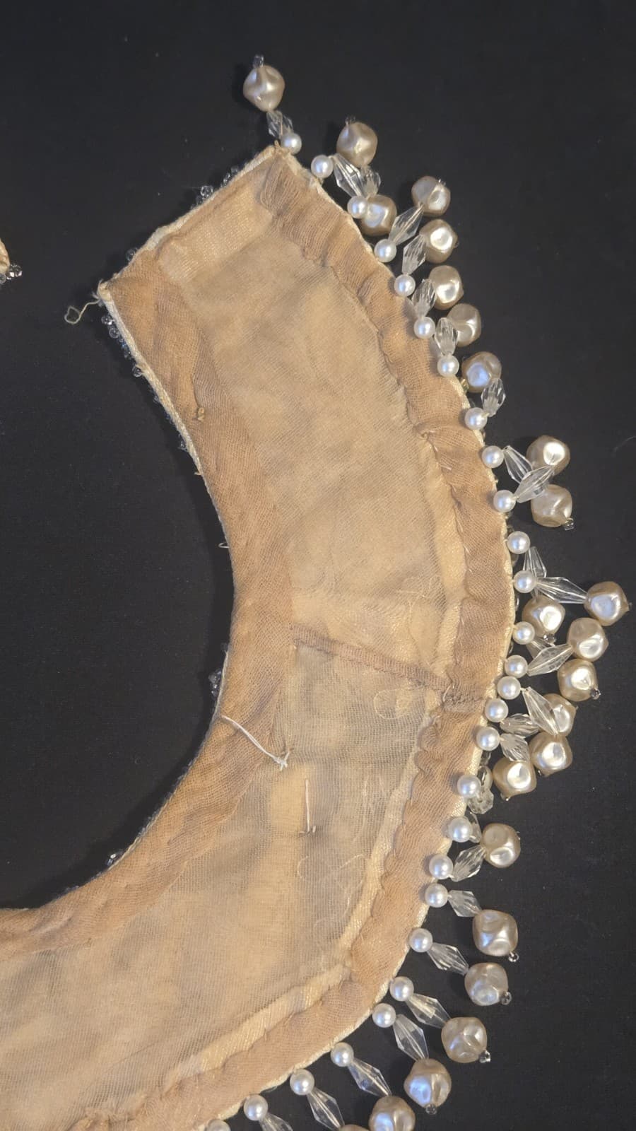 Antique 1920s Handmade Beaded Bridal Collar Wedding Dress Applique Pearl... - Thumbnail 11