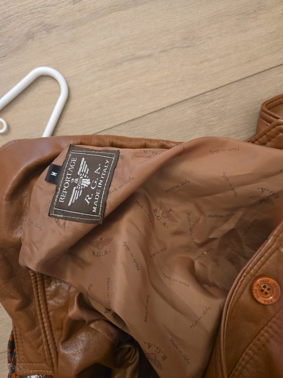 Reportage RGA Made in Italy Brown Leather Jacket Mens Medium Soft Lambskin Style - Thumbnail 17