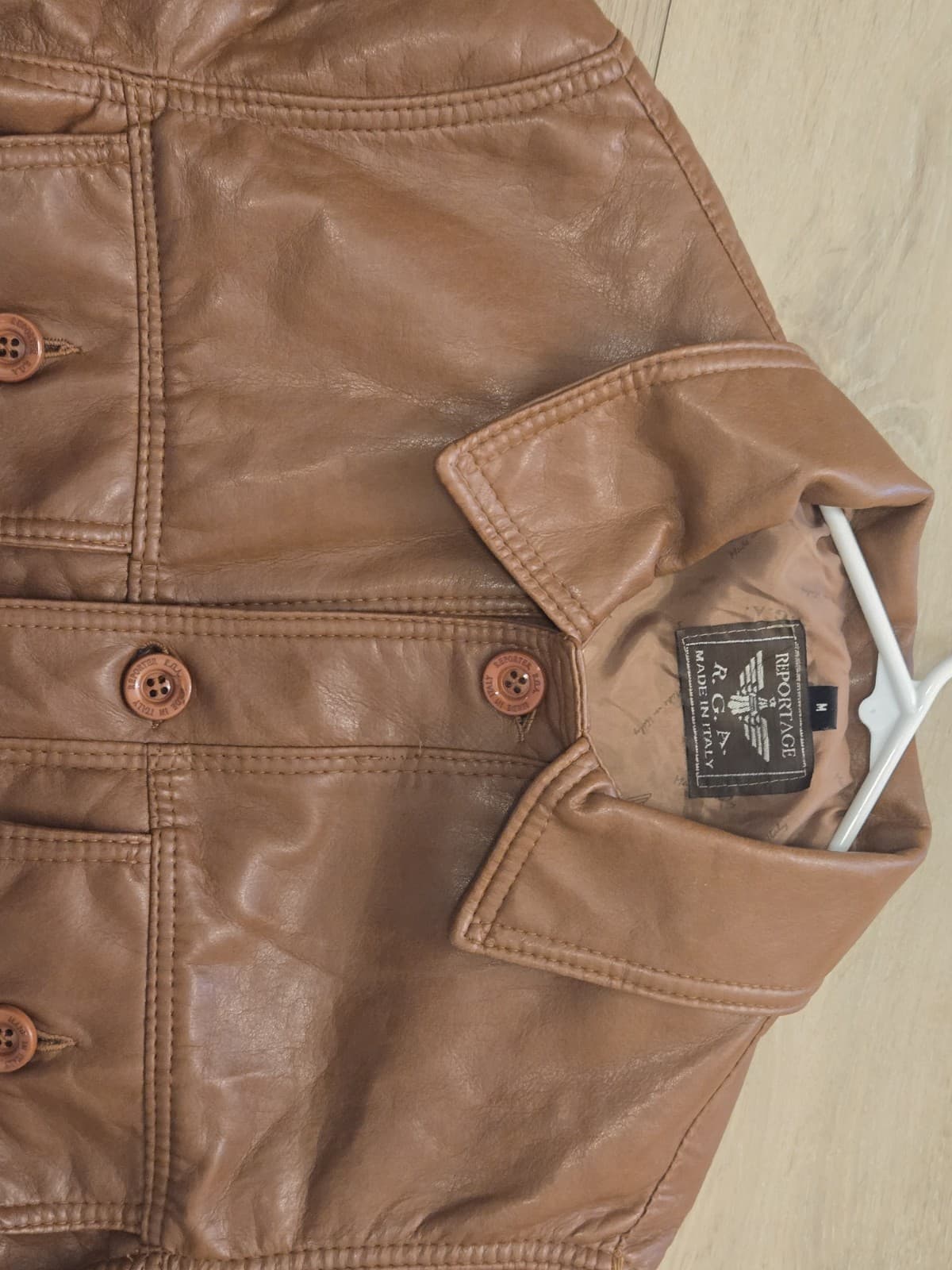 Reportage RGA Made in Italy Brown Leather Jacket Mens Medium Soft Lambskin Style - Thumbnail 6