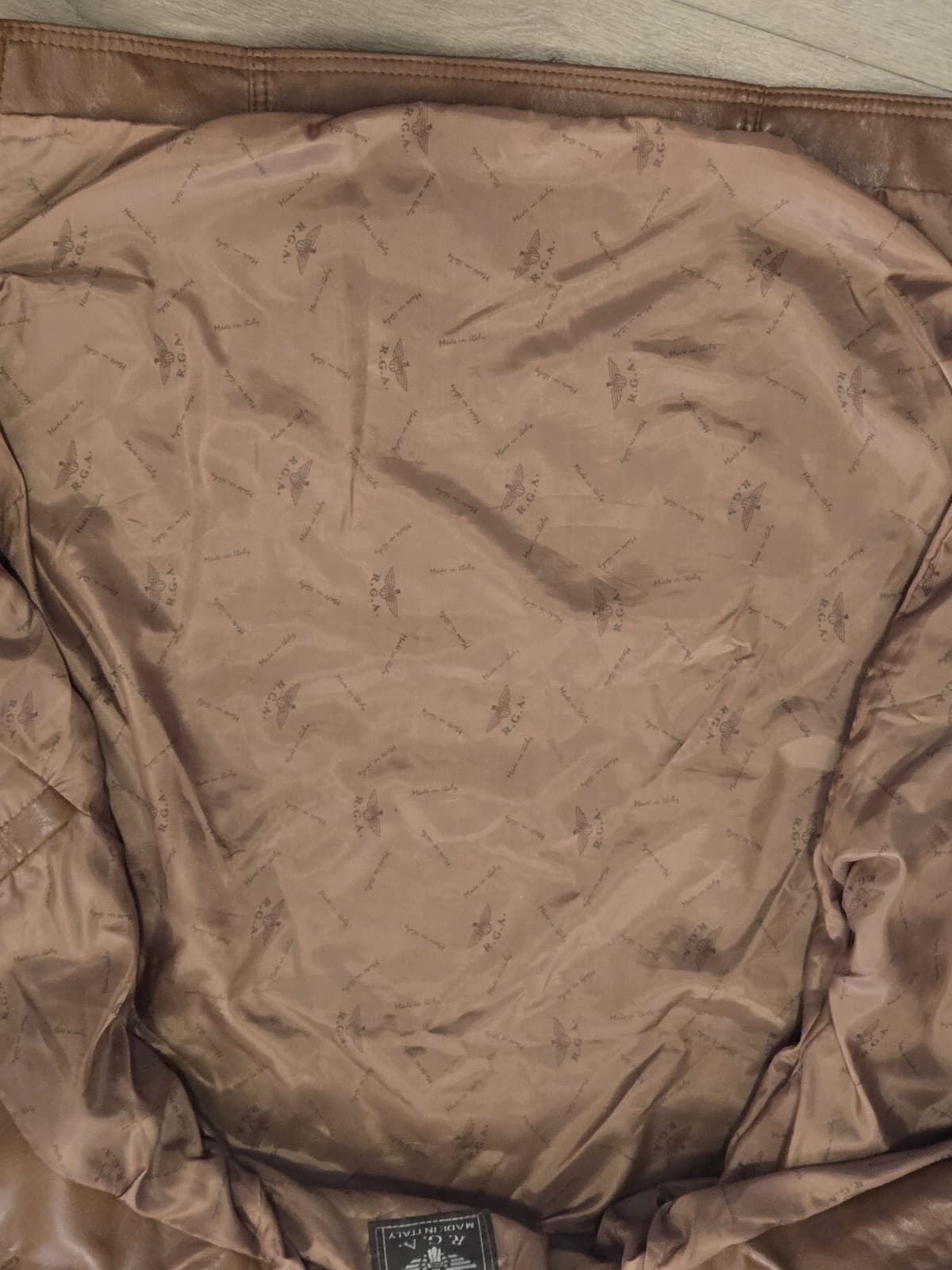 Reportage RGA Made in Italy Brown Leather Jacket Mens Medium Soft Lambskin Style - Thumbnail 12