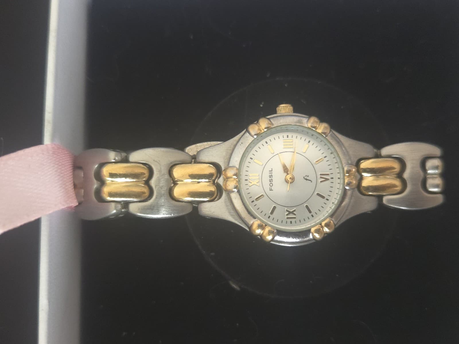 Fossil F2 Watch Women Stainless Steel Silver Gold Battery WR White Quartz - Thumbnail 5