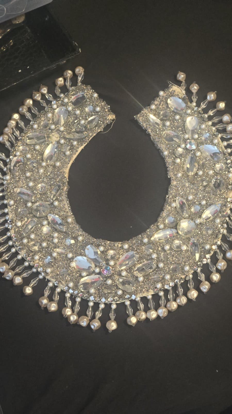 Antique 1920s Handmade Beaded Bridal Collar Wedding Dress Applique Pearl... - Thumbnail 4