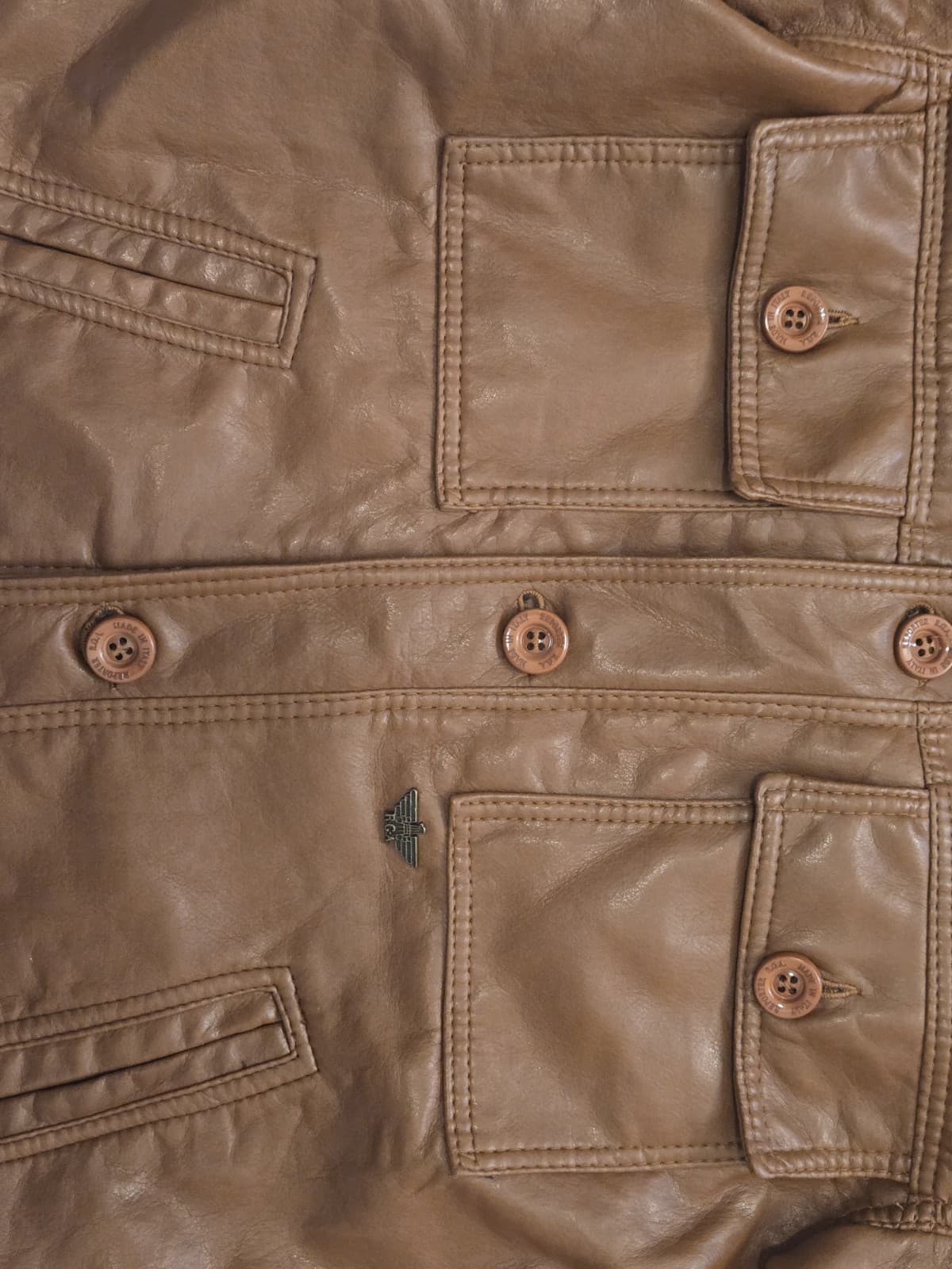 Reportage RGA Made in Italy Brown Leather Jacket Mens Medium Soft Lambskin Style - Thumbnail 5