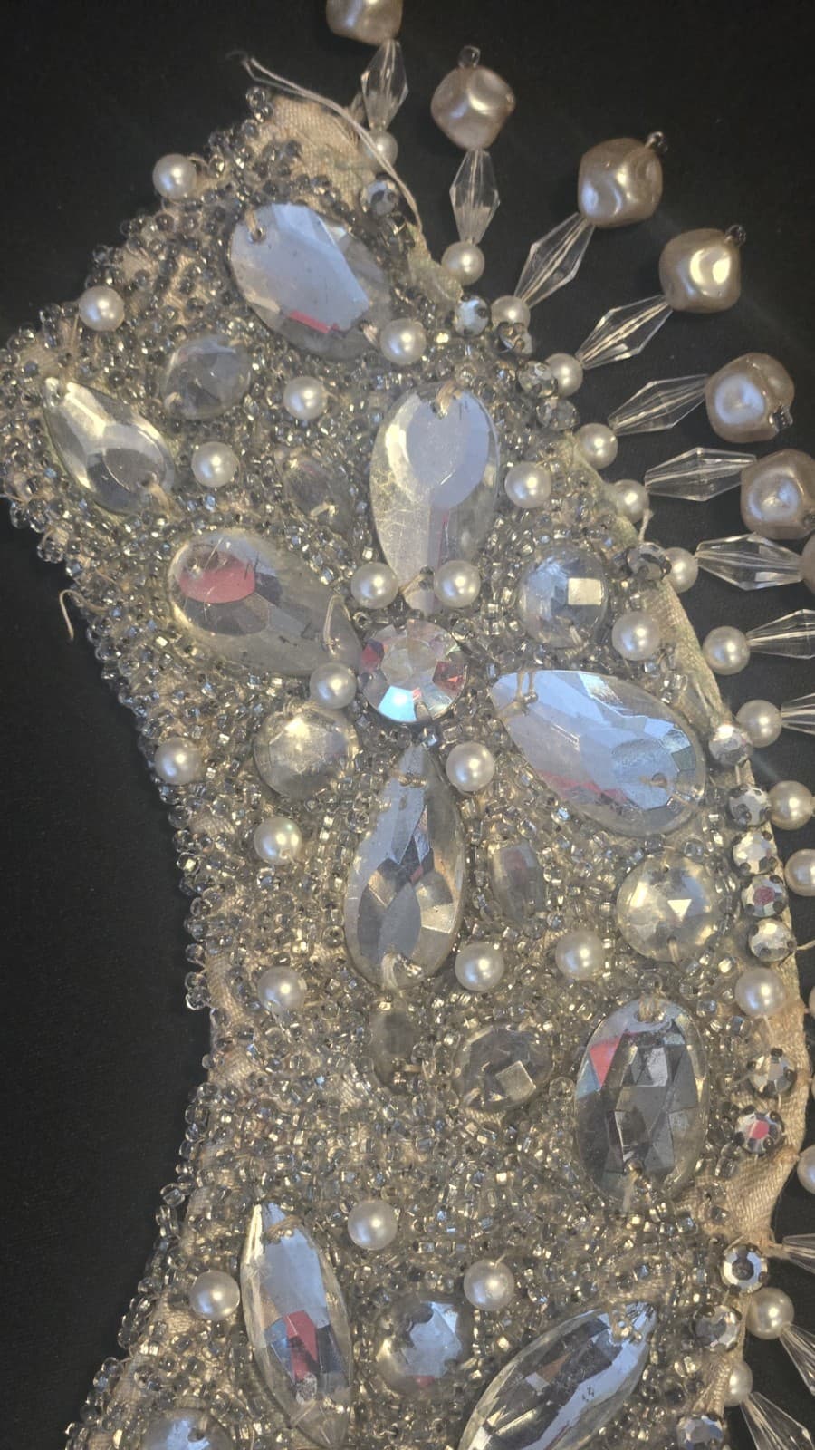 Antique 1920s Handmade Beaded Bridal Collar Wedding Dress Applique Pearl... - Thumbnail 8