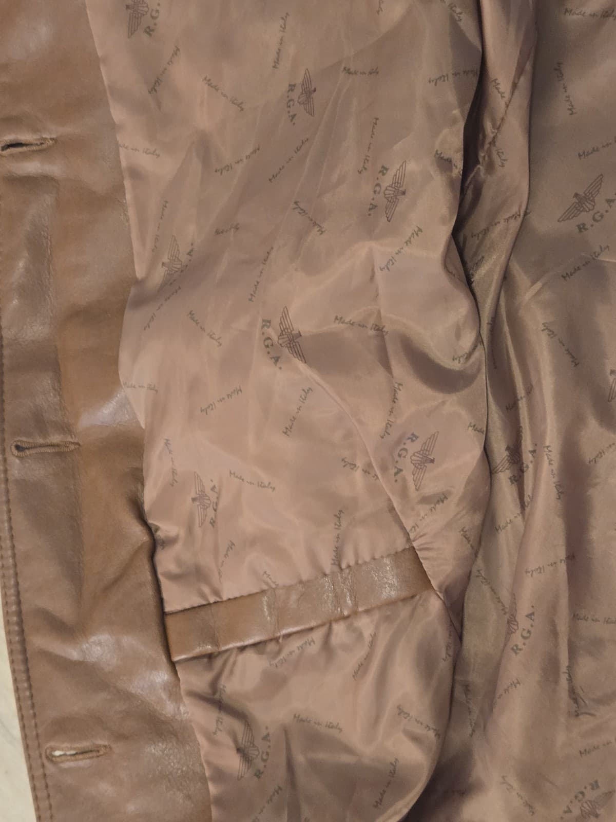 Reportage RGA Made in Italy Brown Leather Jacket Mens Medium Soft Lambskin Style - Thumbnail 13