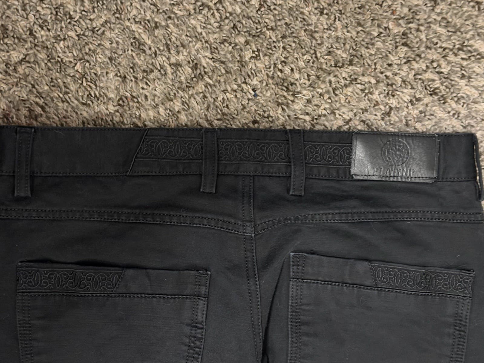Platini Mens Black check Plaid Chino Straight Leg Stretch Pants 30x32 - Thumbnail 5