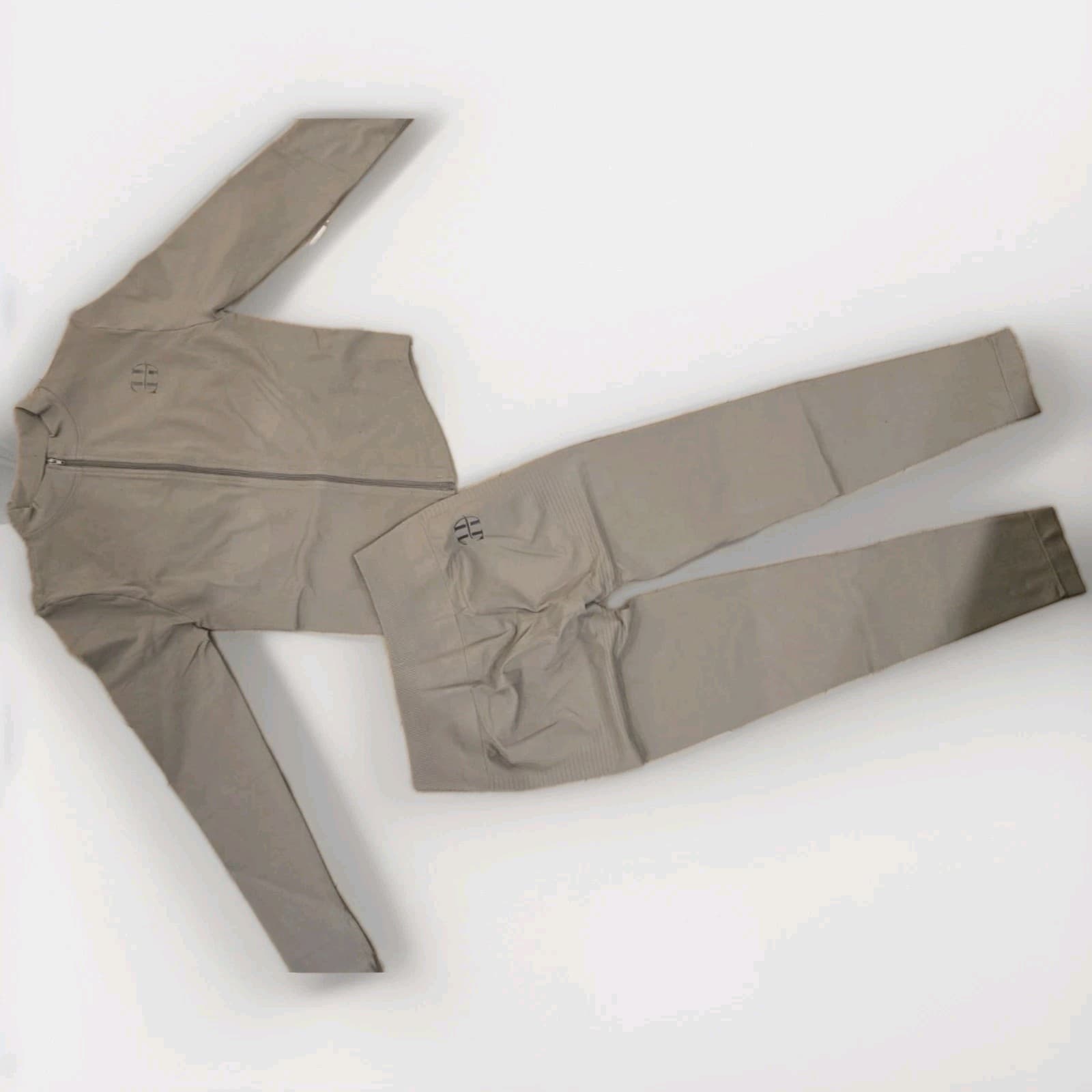 HerCore Women’s Gray Yoga Outfit Set Zip Jacket Leggings Activewear Matching - Thumbnail 3