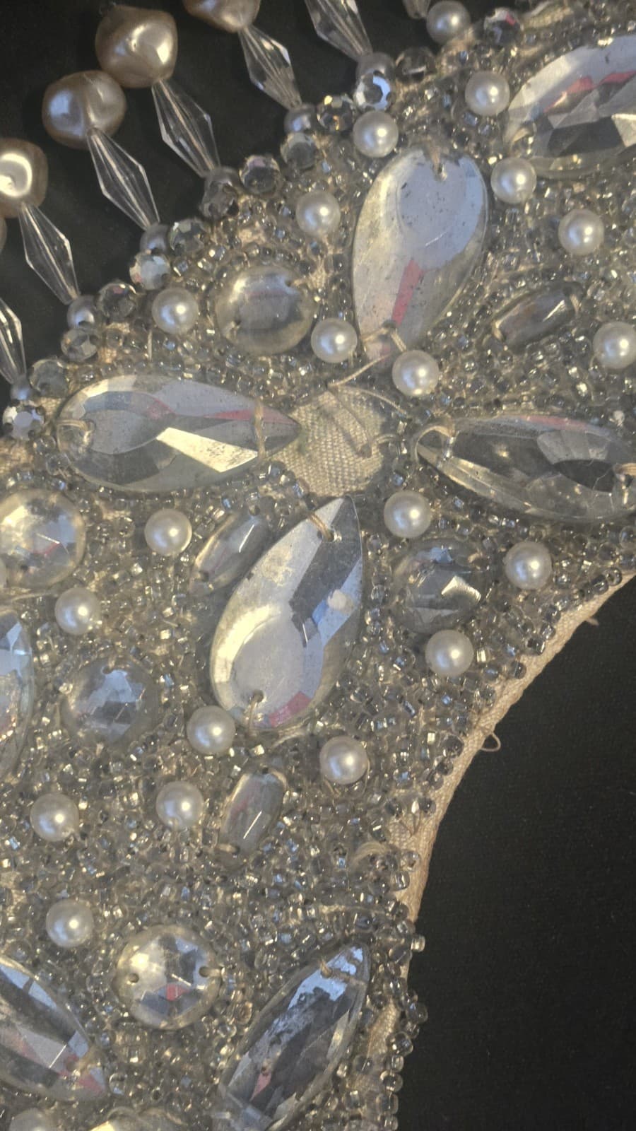 Antique 1920s Handmade Beaded Bridal Collar Wedding Dress Applique Pearl... - Thumbnail 5