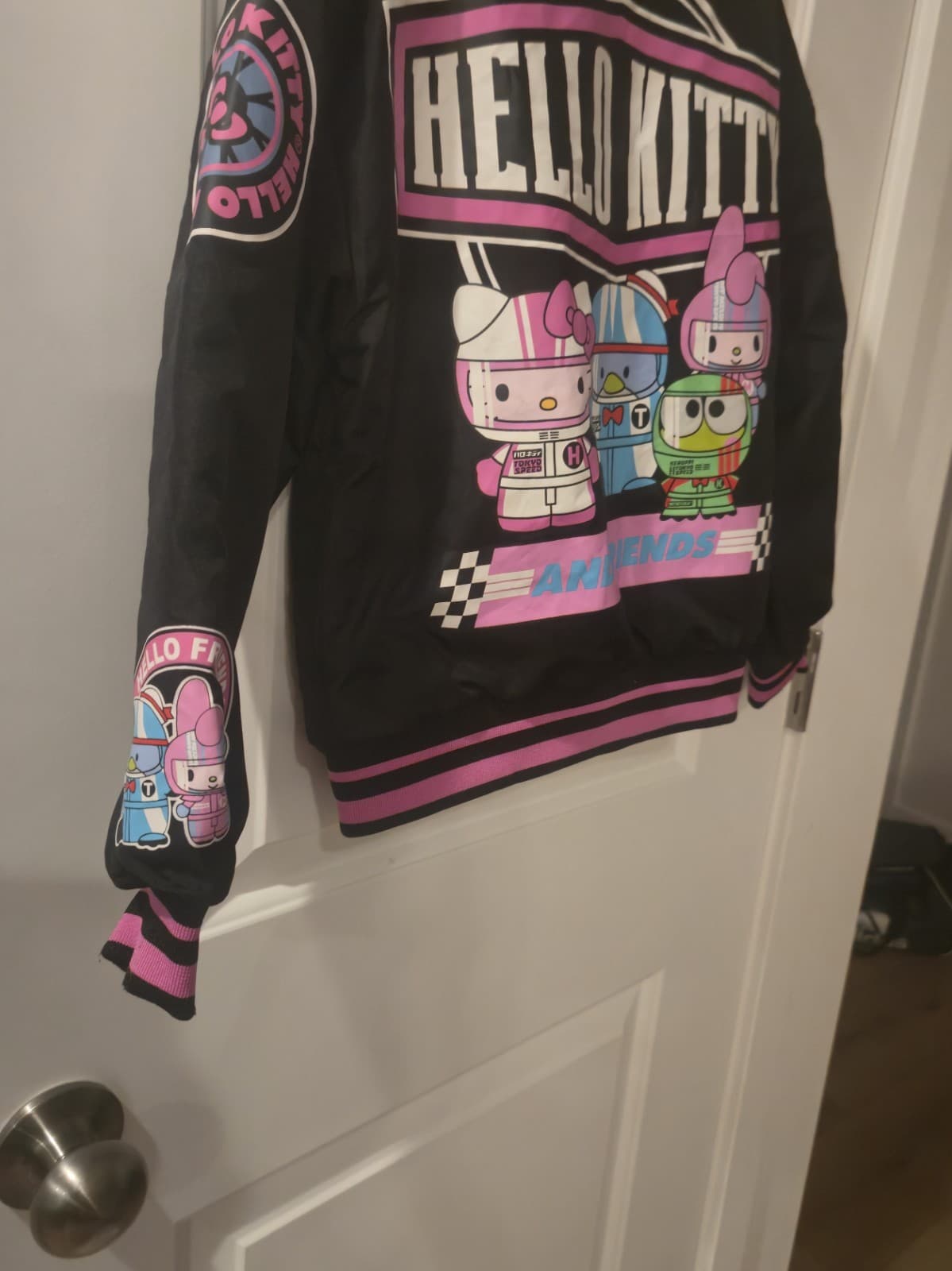 Girls Black & Pink Hello Kitty Bomber Jacket Coat - Thumbnail 8