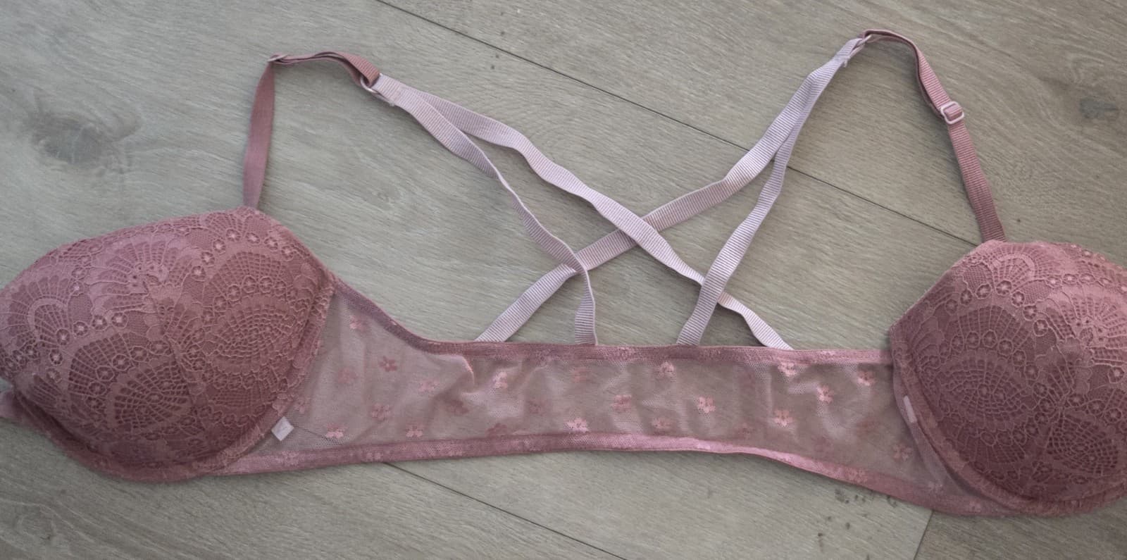 Victoria's Secret 36D Pink Lace Longline Bra Strappy Back Lingerie - Thumbnail 4