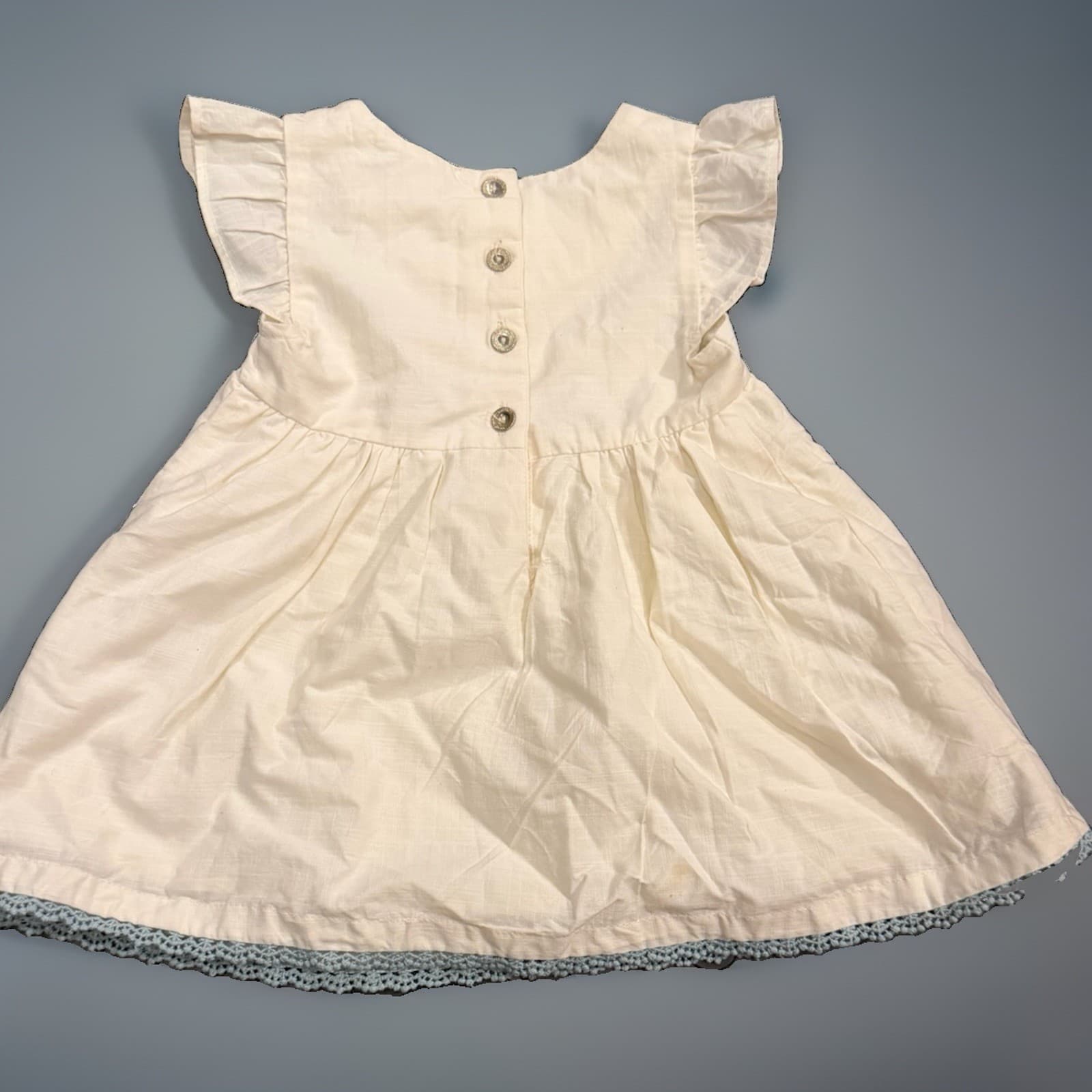Rachel Zoe Girl's Embroidered Pinafore Cotton Cute Dress size 12m - Thumbnail 4