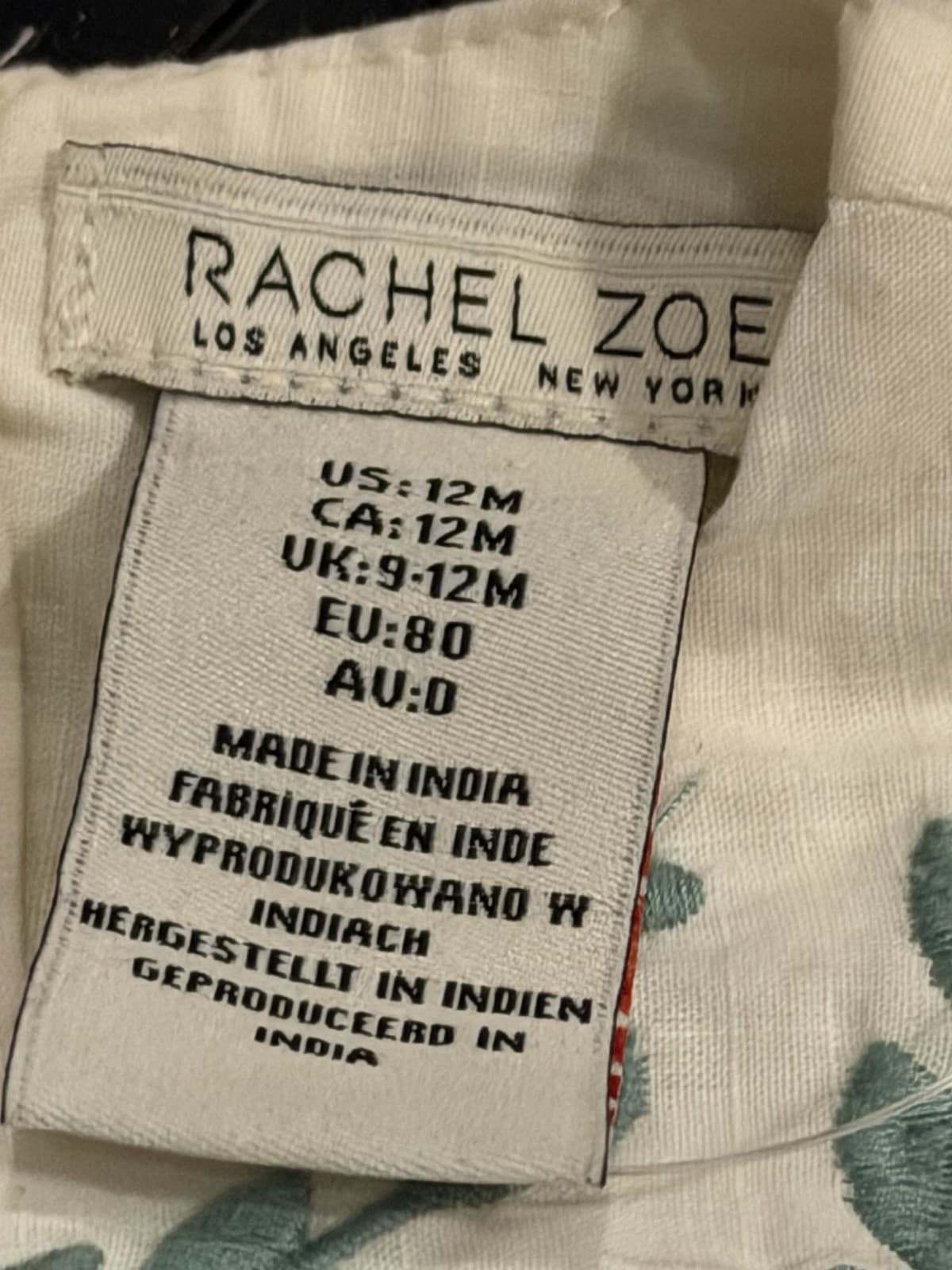 Rachel Zoe Girl's Embroidered Pinafore Cotton Cute Dress size 12m - Thumbnail 2