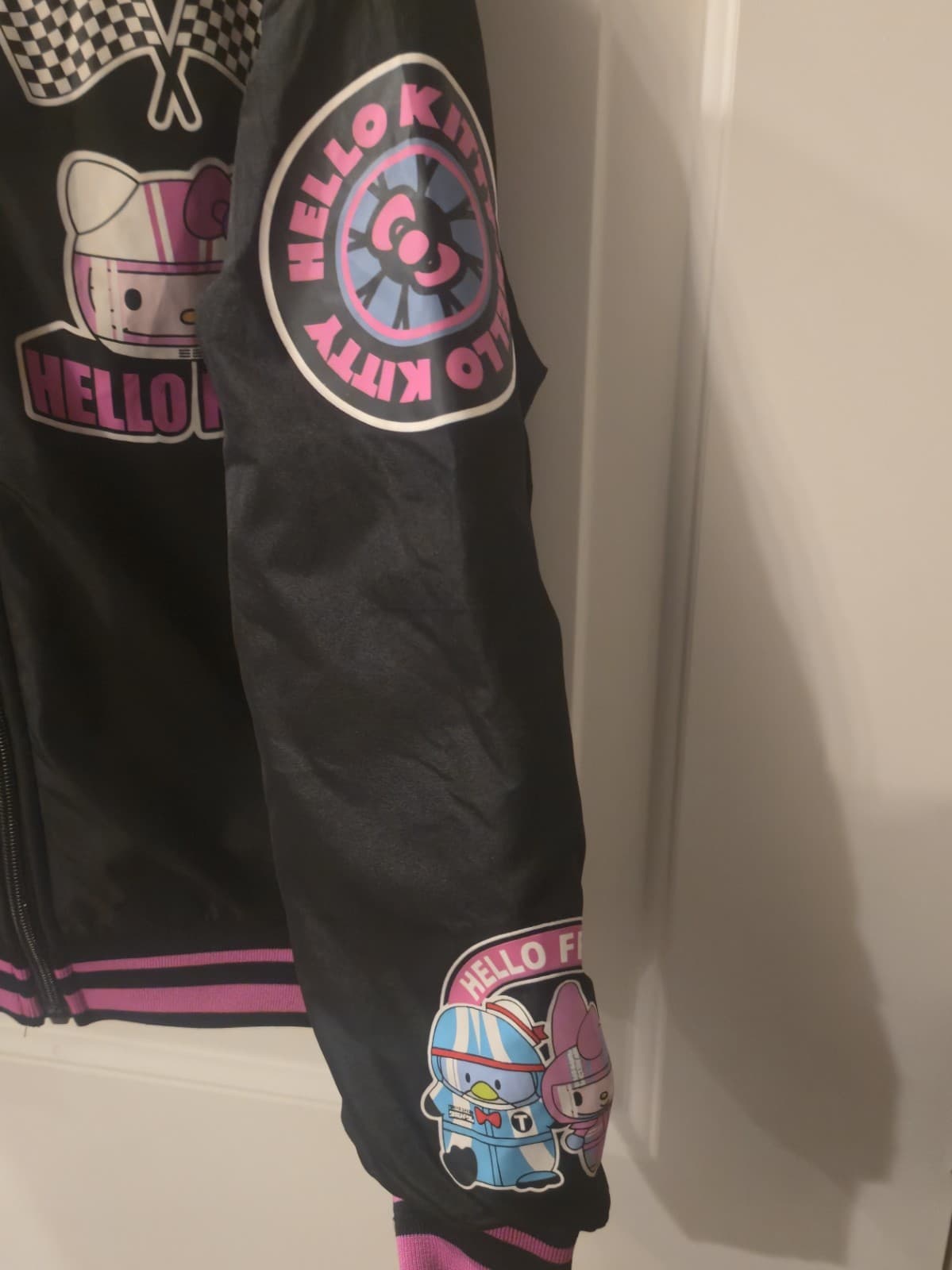 Girls Black & Pink Hello Kitty Bomber Jacket Coat - Thumbnail 4