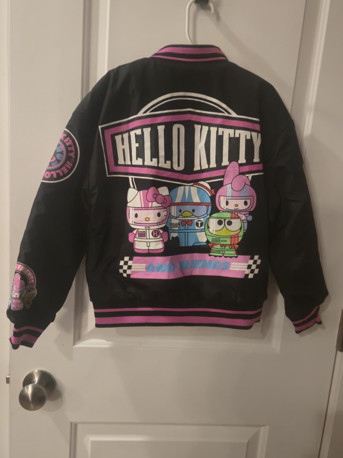 Girls Black & Pink Hello Kitty Bomber Jacket Coat - Thumbnail 6