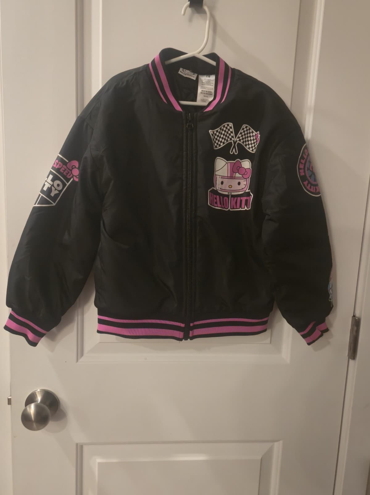 Girls Black & Pink Hello Kitty Bomber Jacket Coat - Thumbnail 2