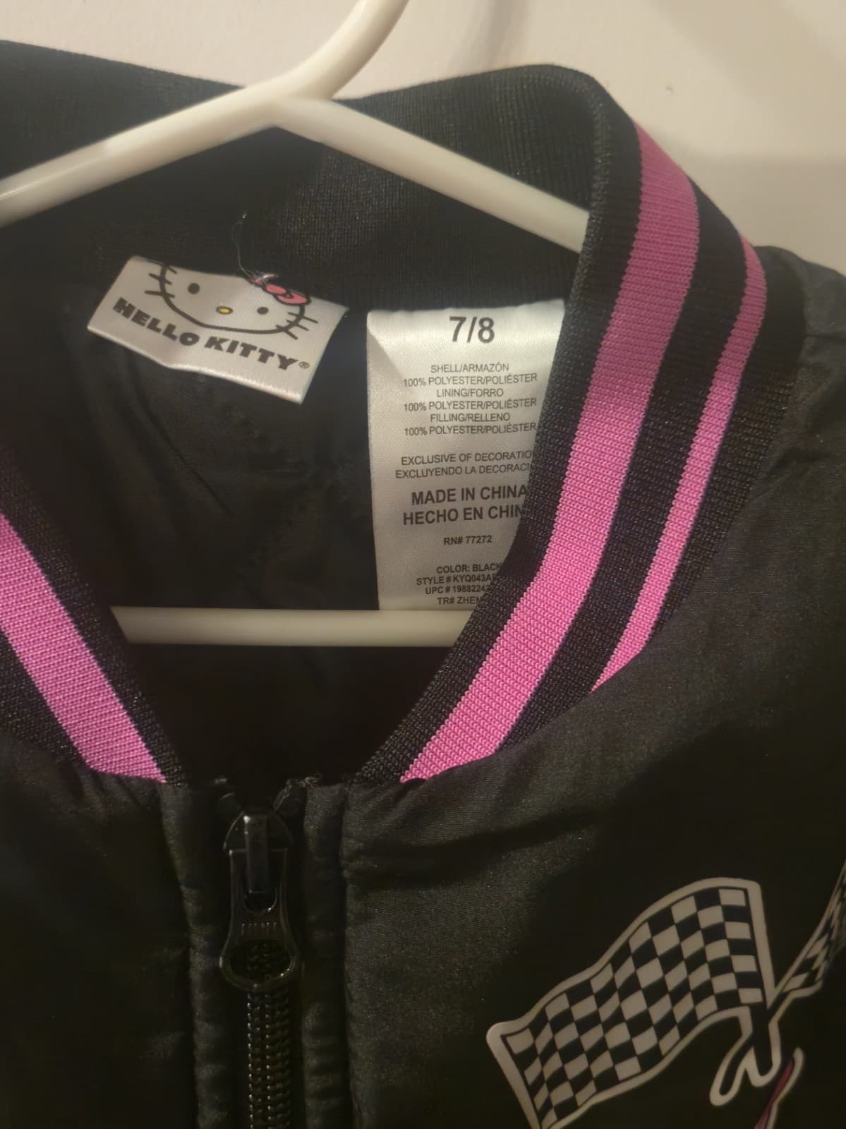 Girls Black & Pink Hello Kitty Bomber Jacket Coat - Thumbnail 5